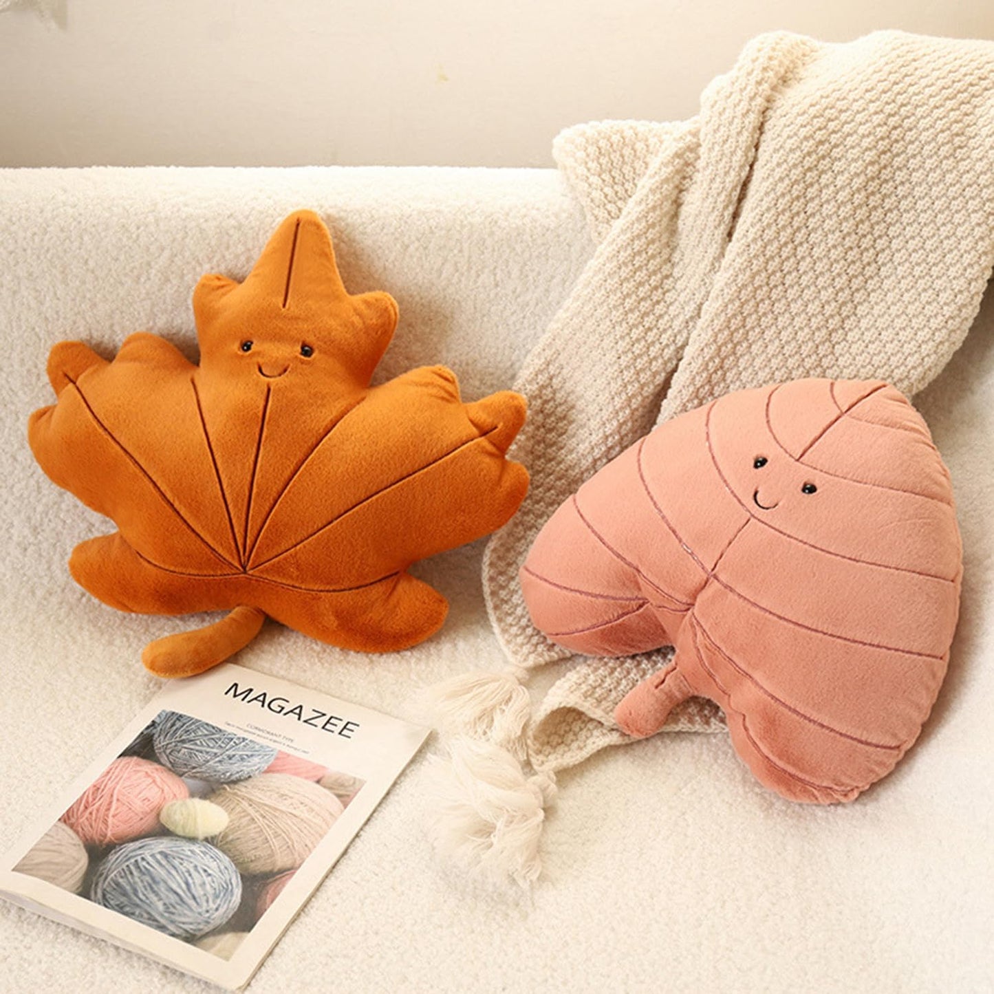 Plush Autumn Leaf Pillow | Cozy Fall Decor for Home Comfort 4