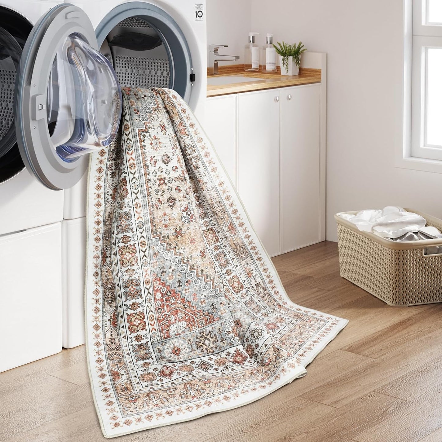 Bohemian Velvet Area Rug | Soft, Washable, Vintage Design 4