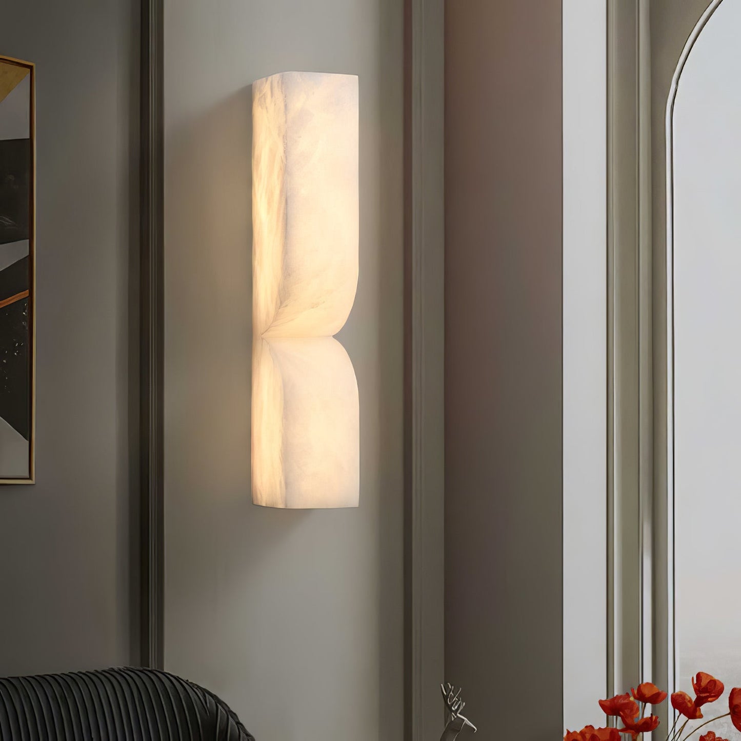 Alabaster Wall Sconce | Elegant LED Lighting with Intricate Design 3