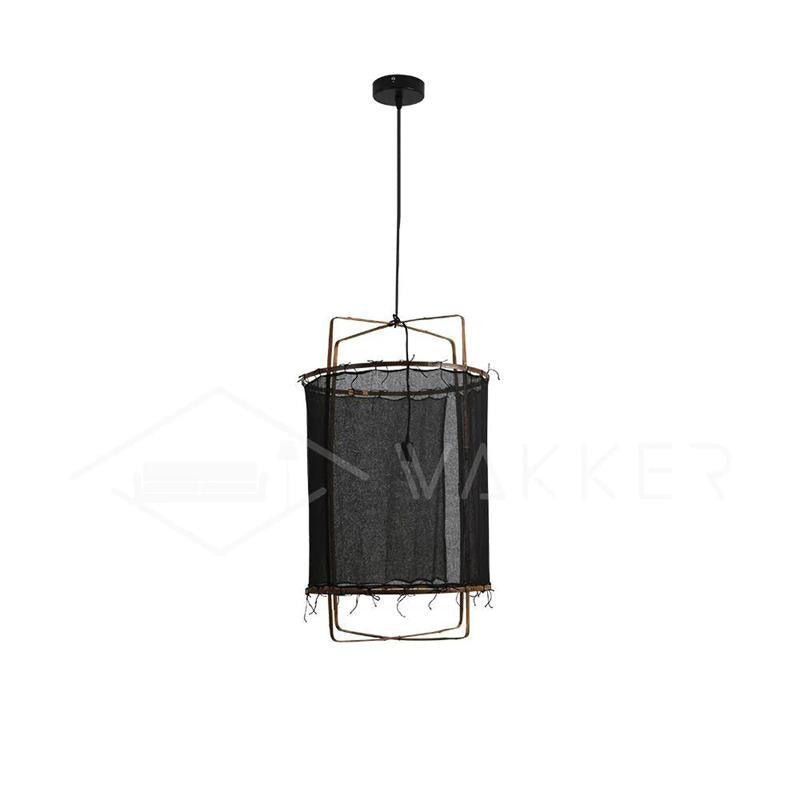 Bamboo Pendant Light | Natural Bamboo Build with Cotton Shade 11