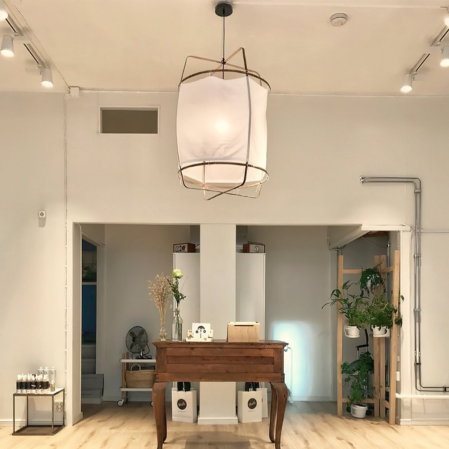 Bamboo Pendant Light | Natural Bamboo Build with Cotton Shade 3