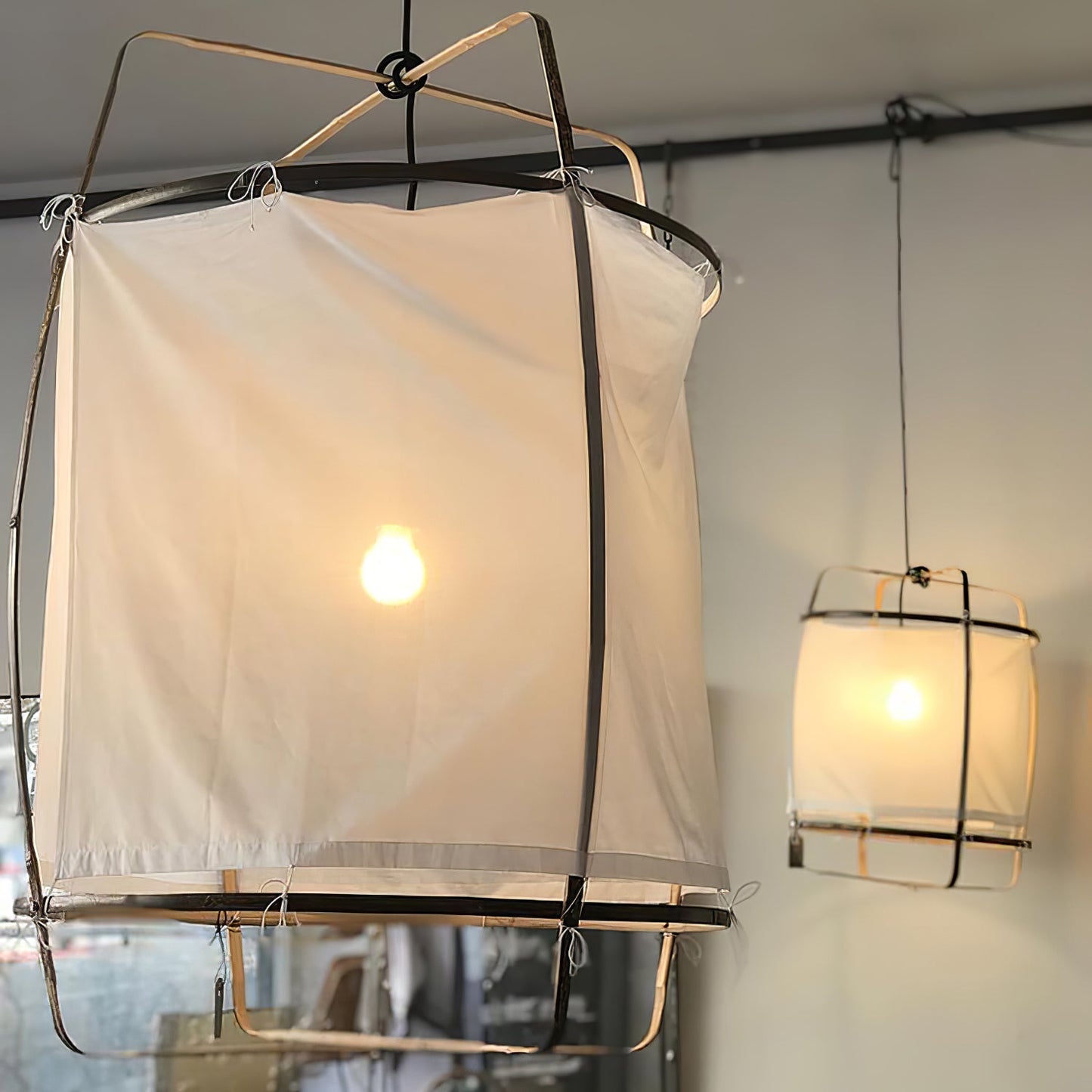Bamboo Pendant Light | Natural Bamboo Build with Cotton Shade 6