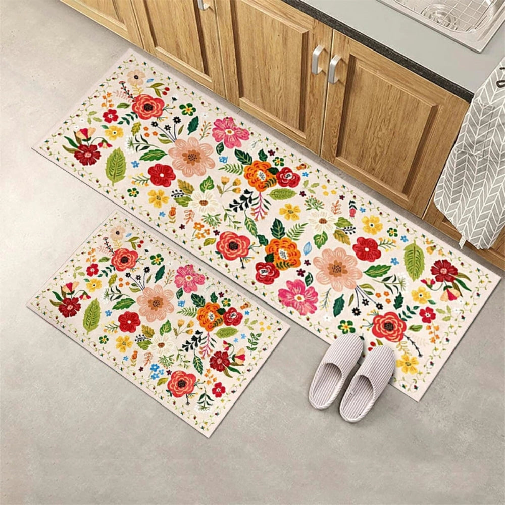 Bohemian Floral Kitchen Mats Set | Anti-Fatigue, Washable, Non-Slip 3