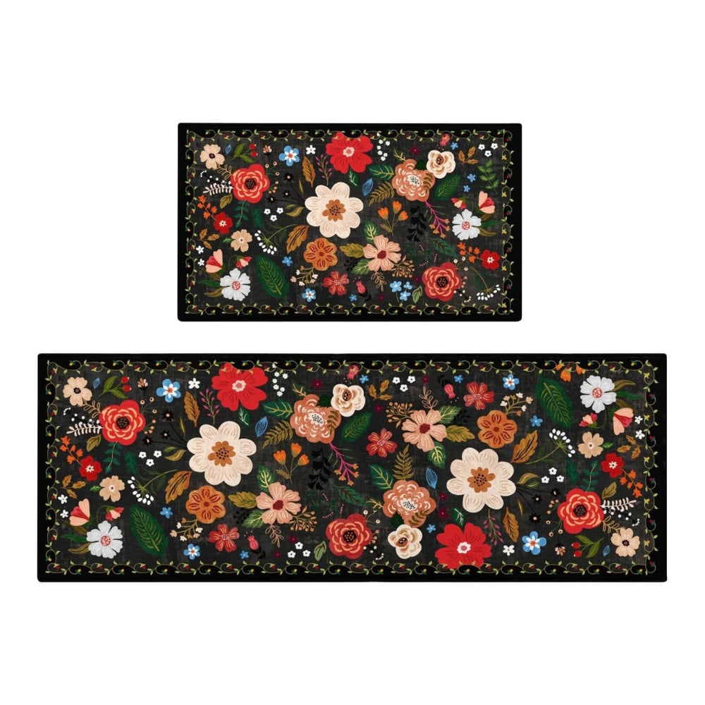 Bohemian Floral Kitchen Mats Set | Anti-Fatigue, Washable, Non-Slip 5