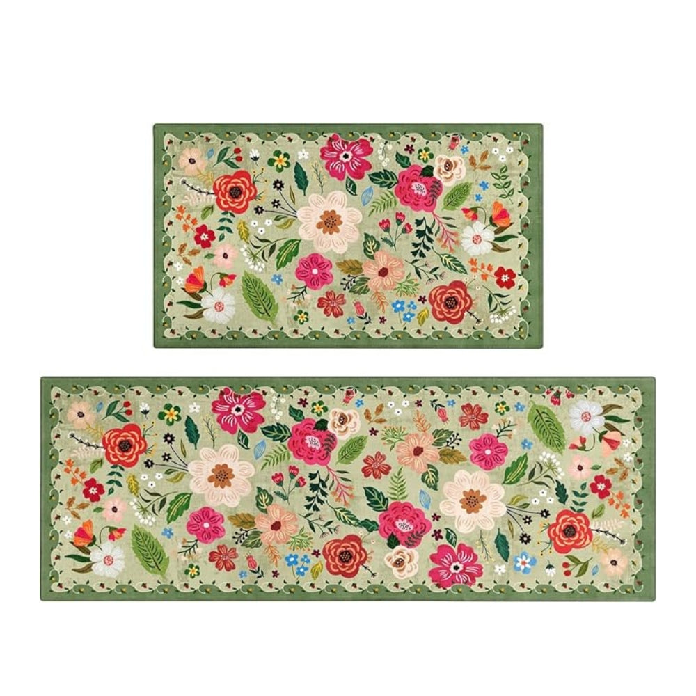 Bohemian Floral Kitchen Mats Set | Anti-Fatigue, Washable, Non-Slip 6