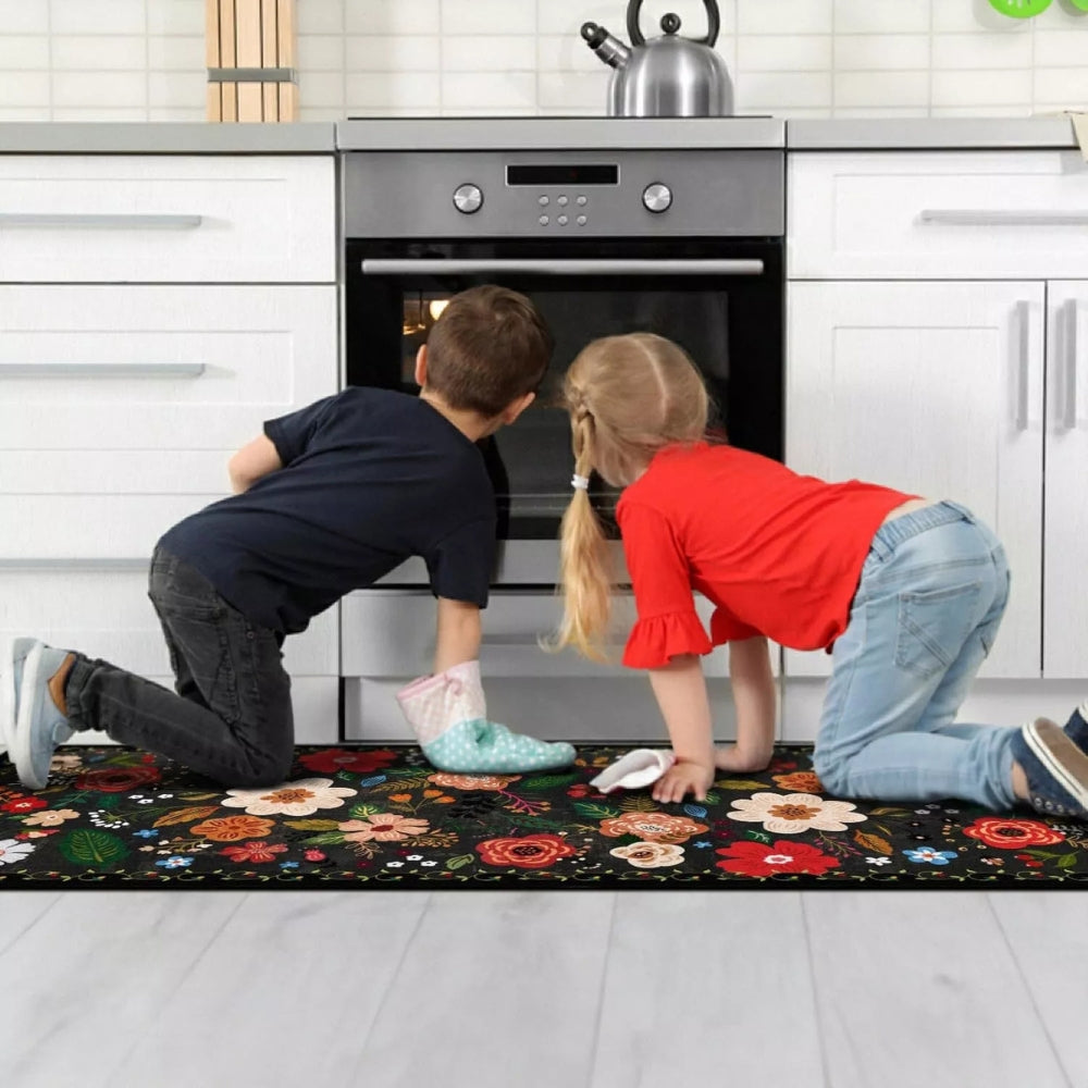 Bohemian Floral Kitchen Mats Set | Anti-Fatigue, Washable, Non-Slip 8
