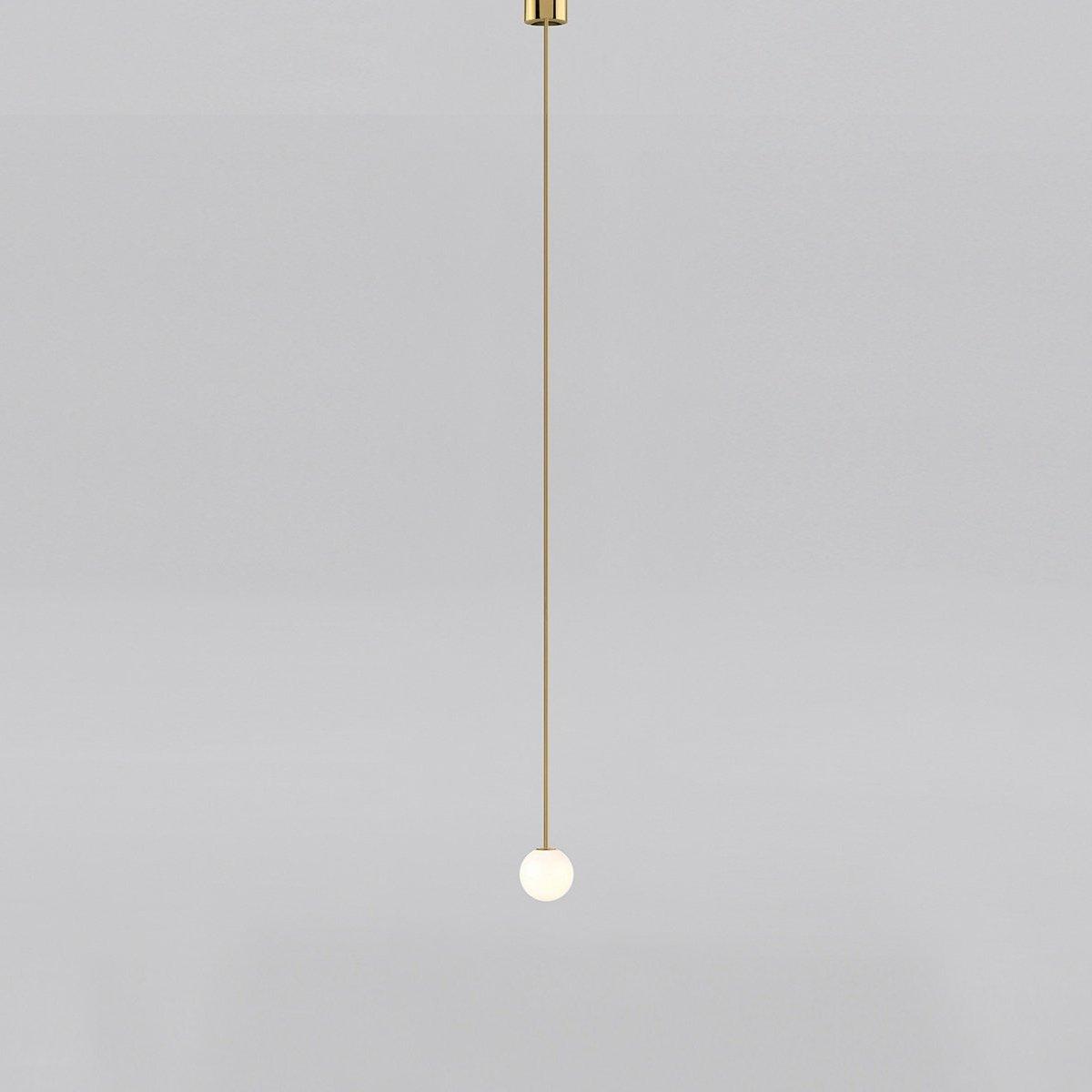 Brass Pendant Lamp | Mouth-Blown Opal Glass Shade for Modern Elegance 1