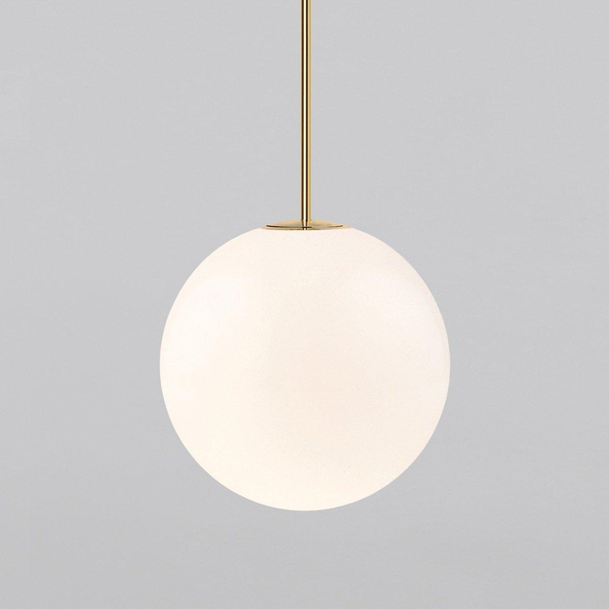 Brass Pendant Lamp | Mouth-Blown Opal Glass Shade for Modern Elegance 12