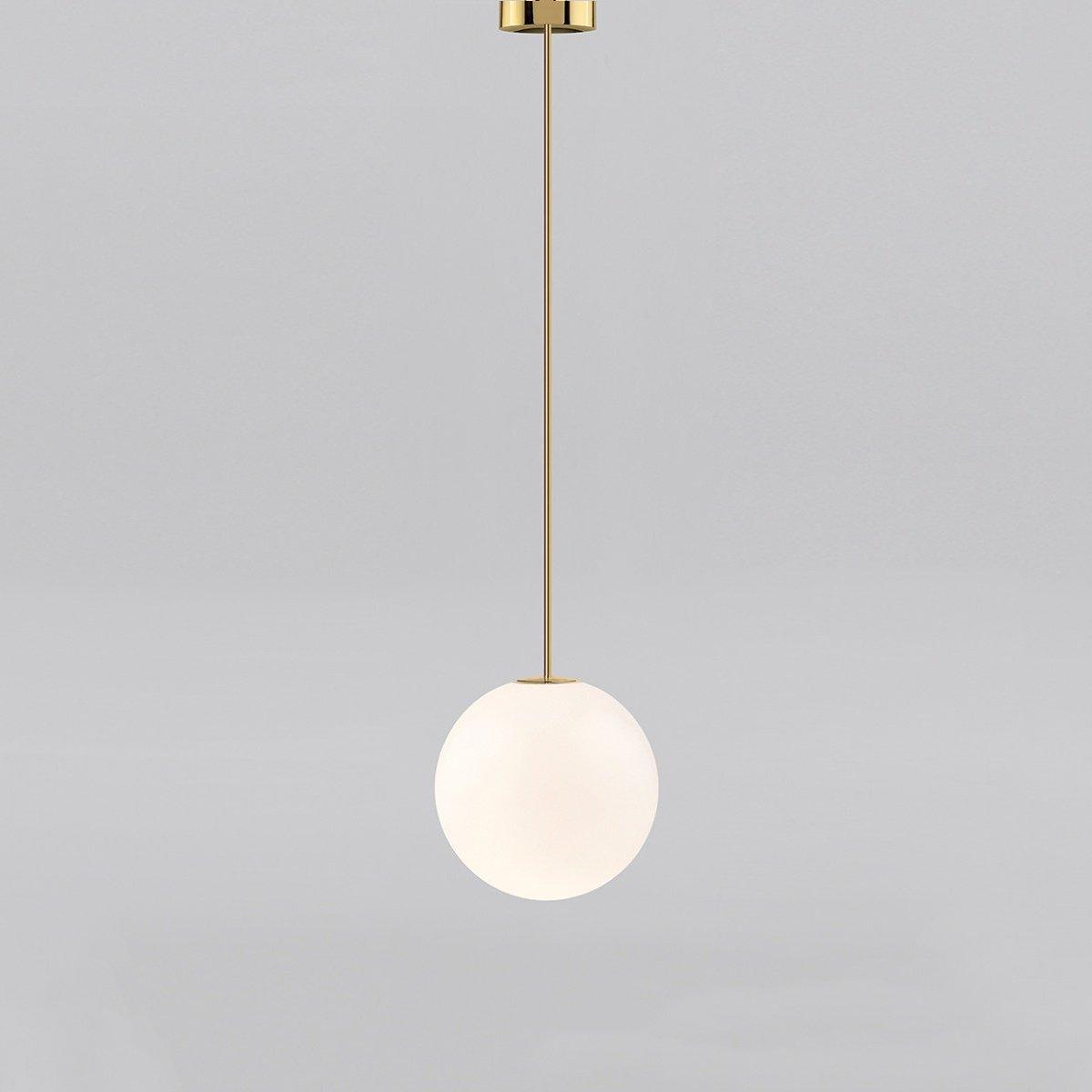 Brass Pendant Lamp | Mouth-Blown Opal Glass Shade for Modern Elegance 13
