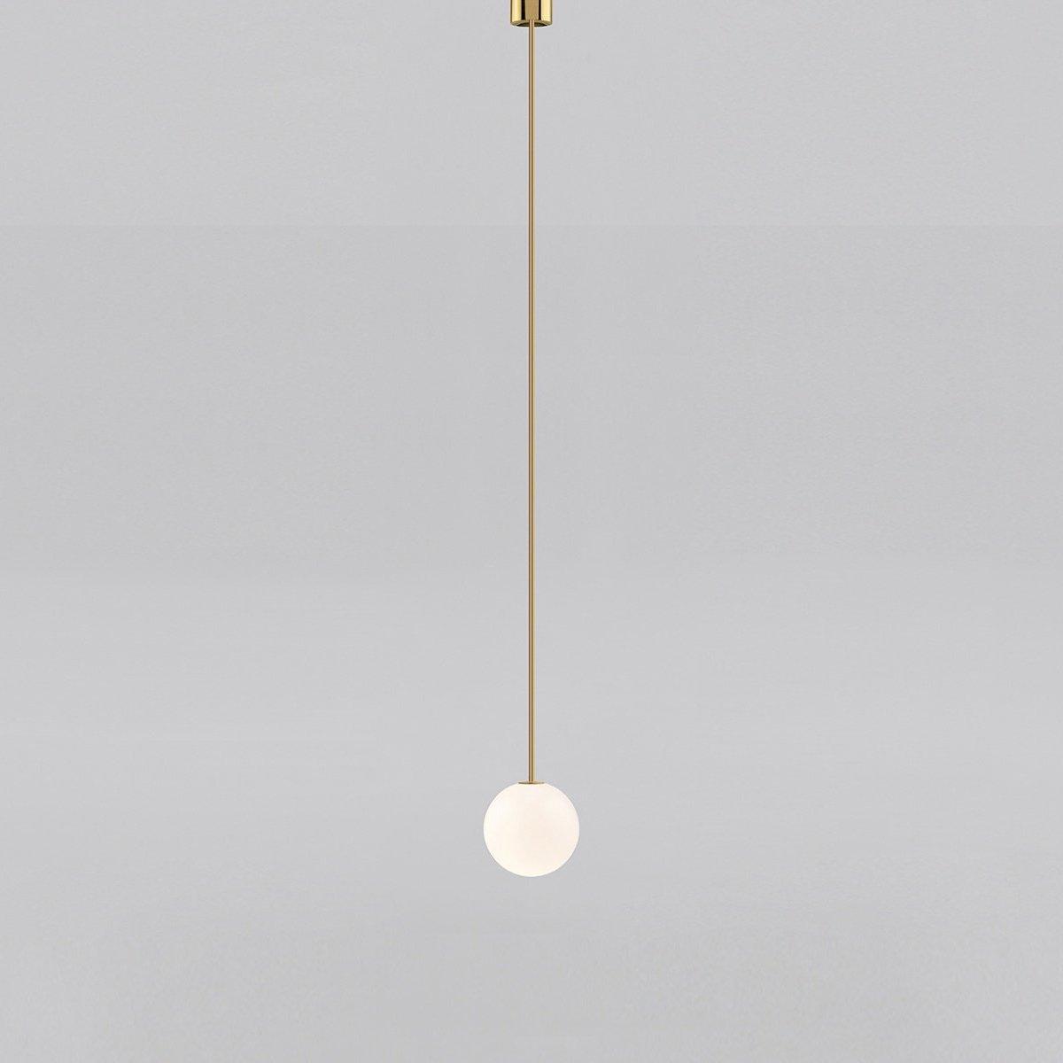 Brass Pendant Lamp | Mouth-Blown Opal Glass Shade for Modern Elegance 15