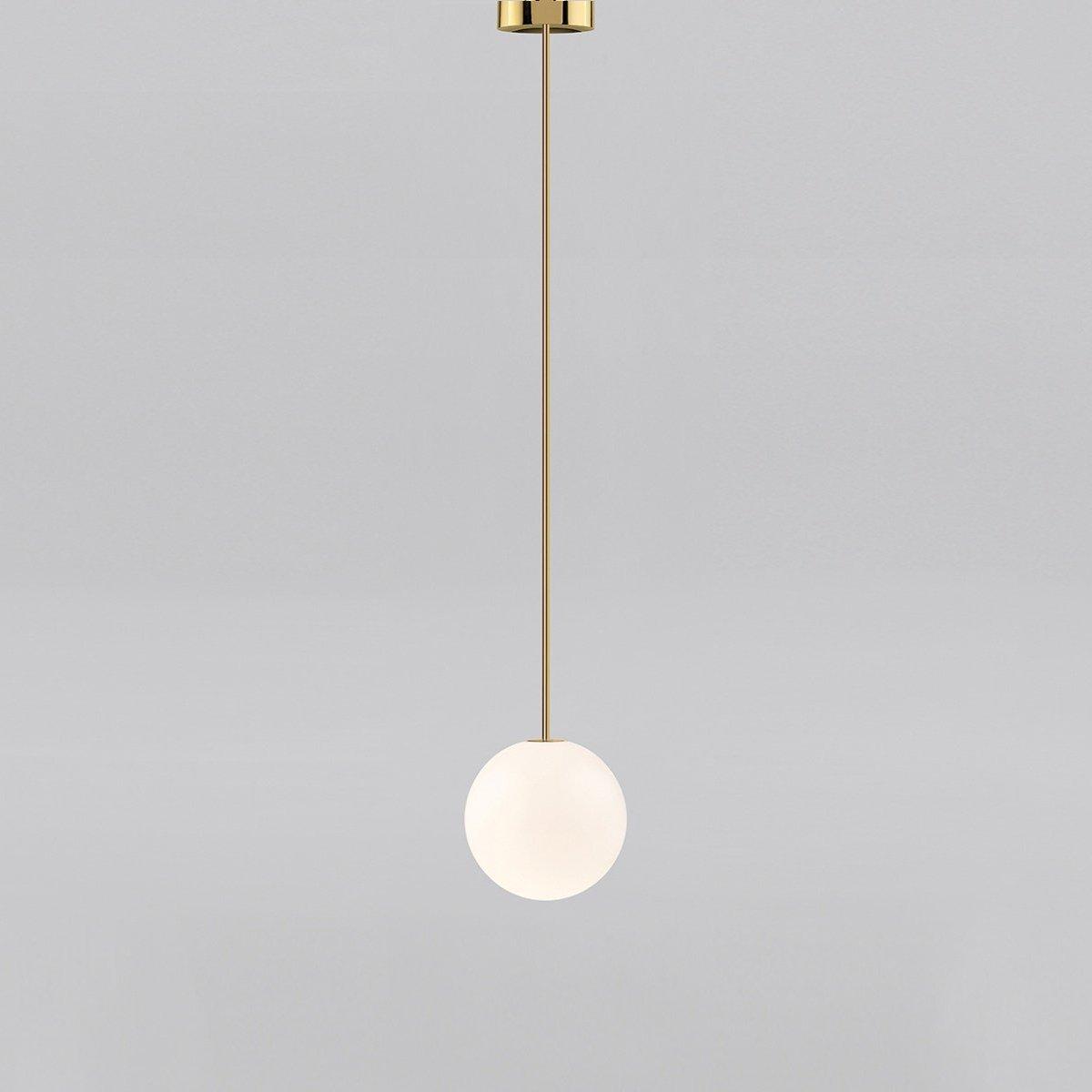 Brass Pendant Lamp | Mouth-Blown Opal Glass Shade for Modern Elegance 16