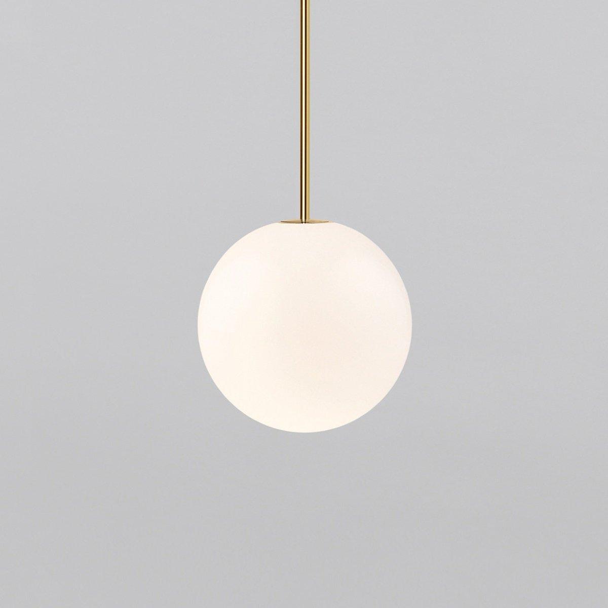 Brass Pendant Lamp | Mouth-Blown Opal Glass Shade for Modern Elegance 17
