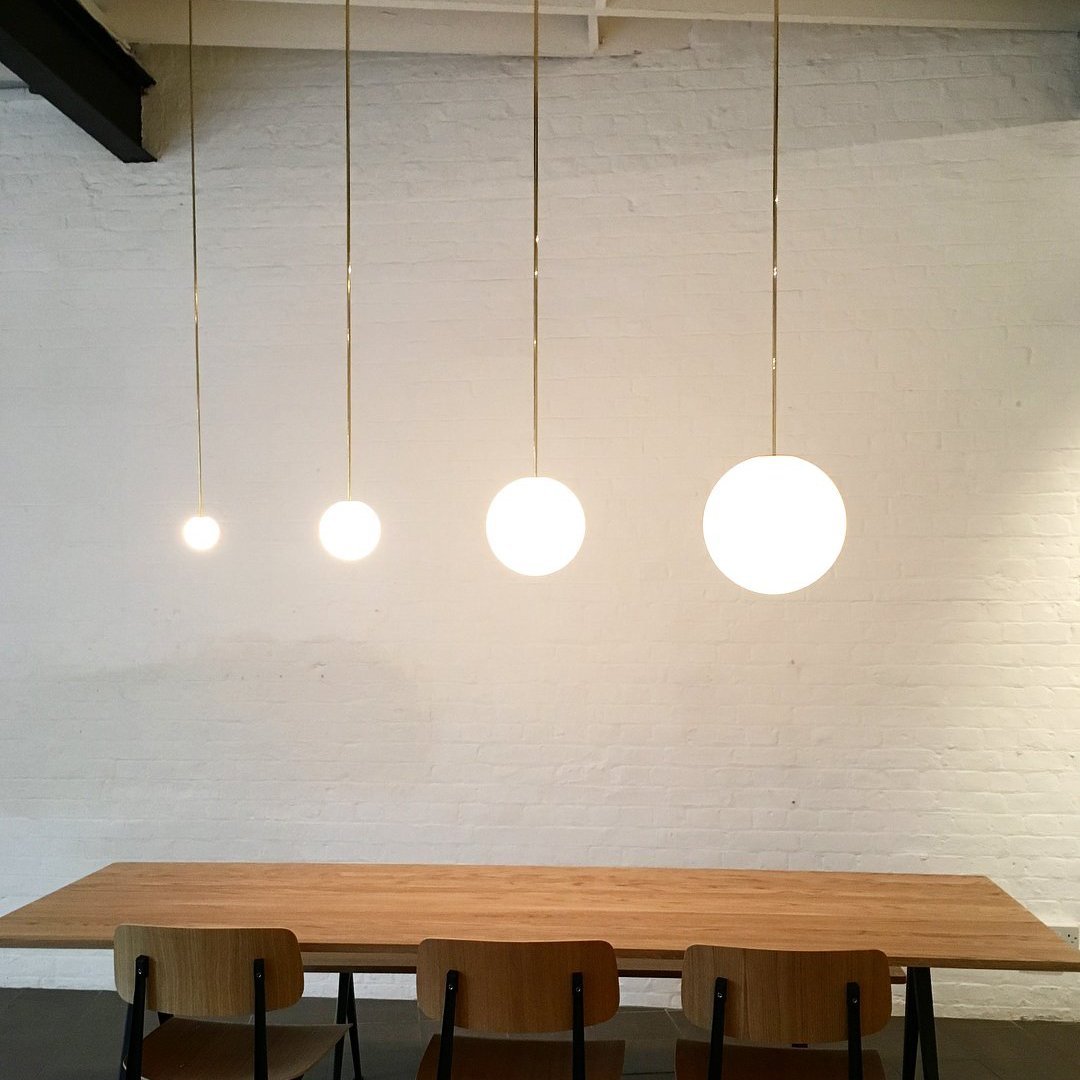 Brass Pendant Lamp | Mouth-Blown Opal Glass Shade for Modern Elegance 4