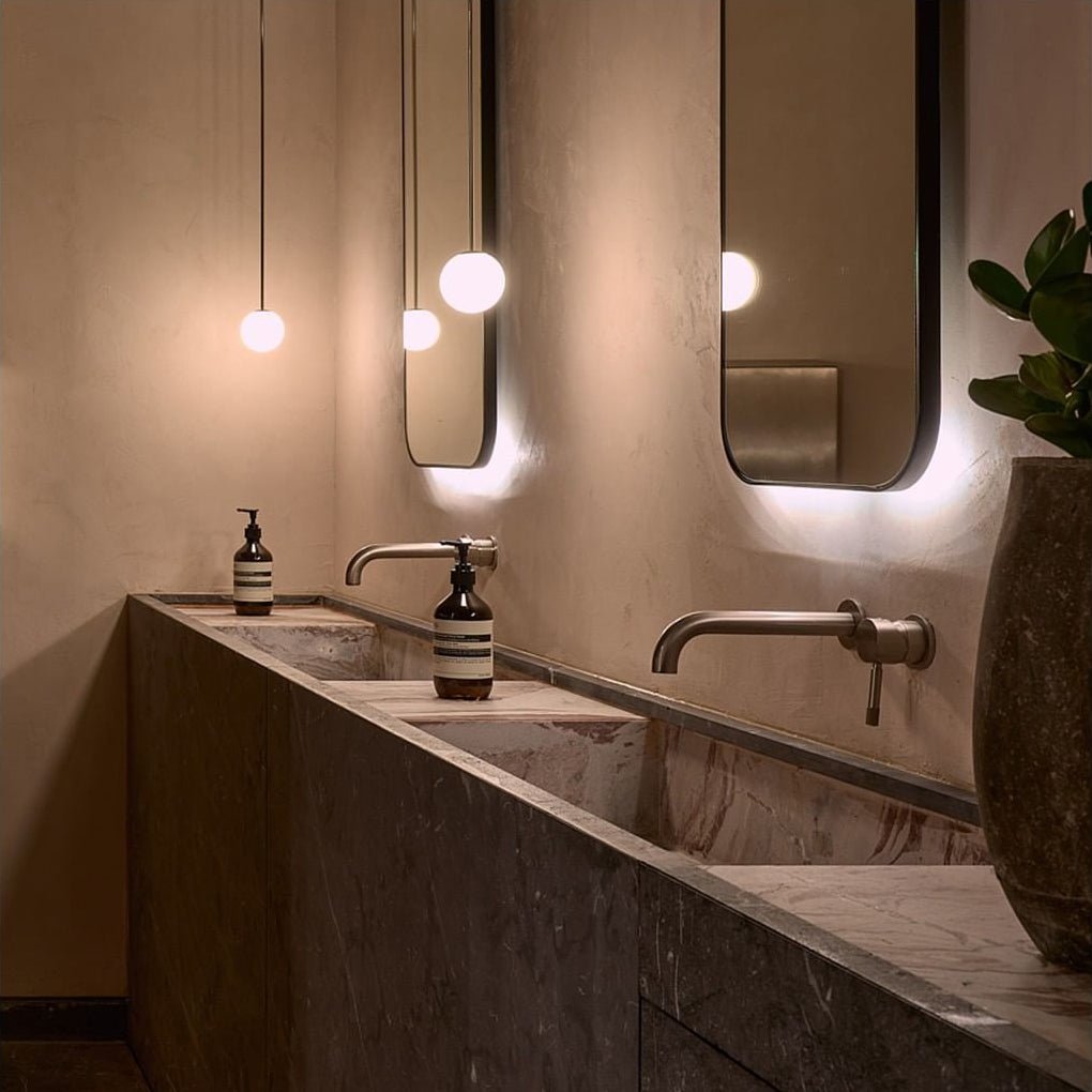 Brass Pendant Lamp | Mouth-Blown Opal Glass Shade for Modern Elegance 5