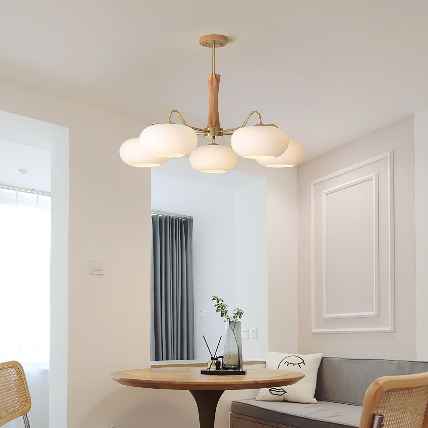 Wooden Chandelier | Elegant Brass and Glass Design for Indoor Spaces 3