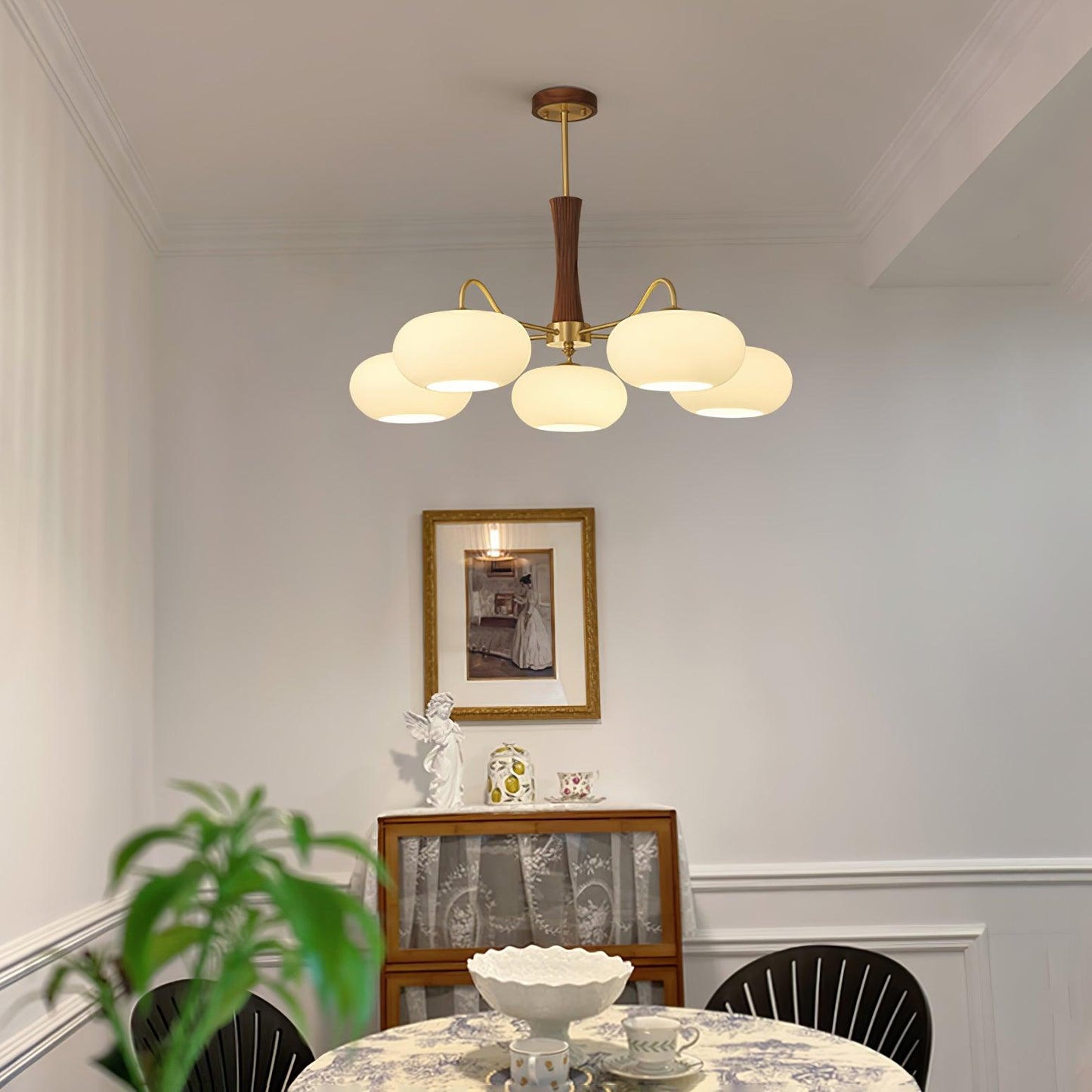 Wooden Chandelier | Elegant Brass and Glass Design for Indoor Spaces 4