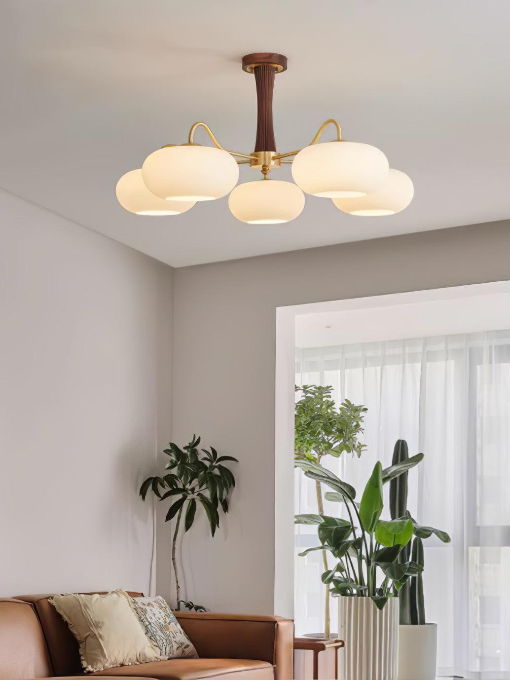 Wooden Chandelier | Elegant Brass and Glass Design for Indoor Spaces 7