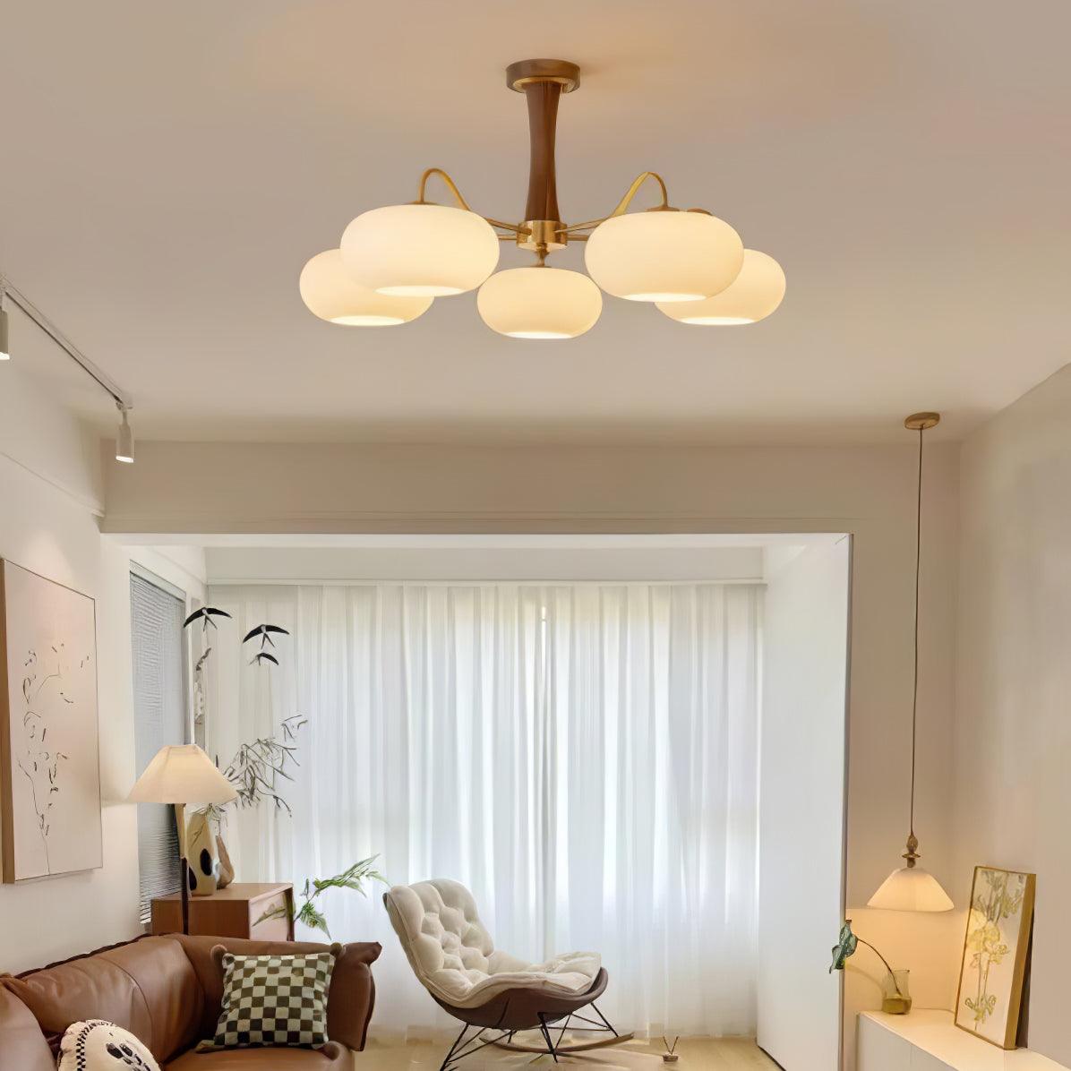 Wooden Chandelier | Elegant Brass and Glass Design for Indoor Spaces 8
