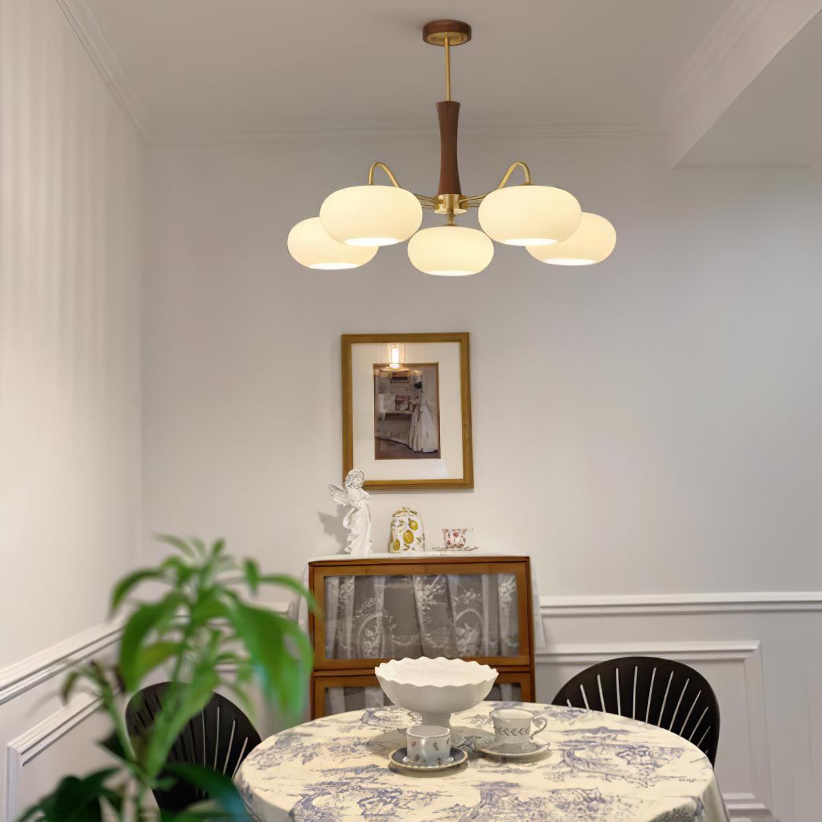 Wooden Chandelier | Elegant Brass and Glass Design for Indoor Spaces 9