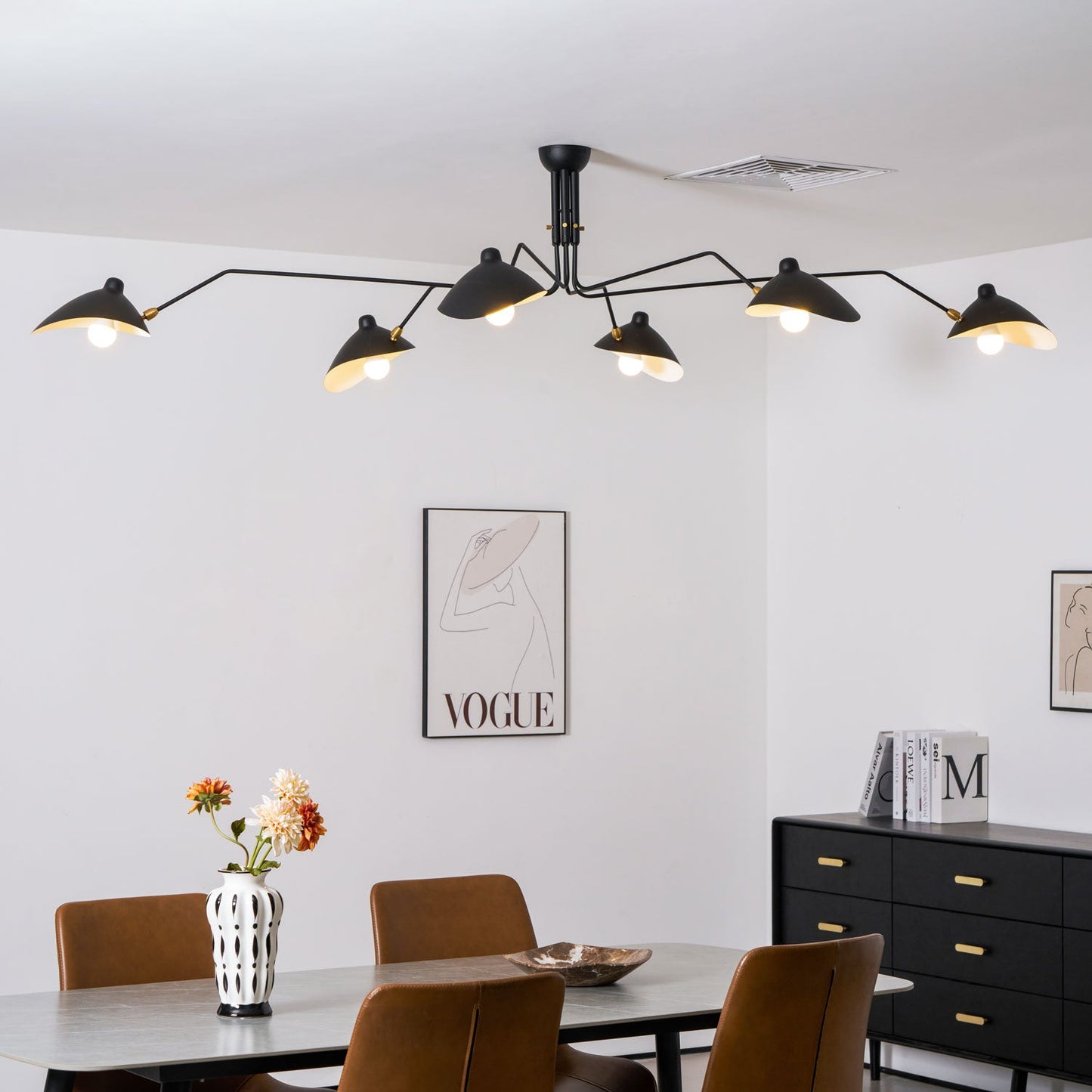Three Arm Ceiling Lamp | Dynamic Sculptural Design for LED and Edison Bulbs 6