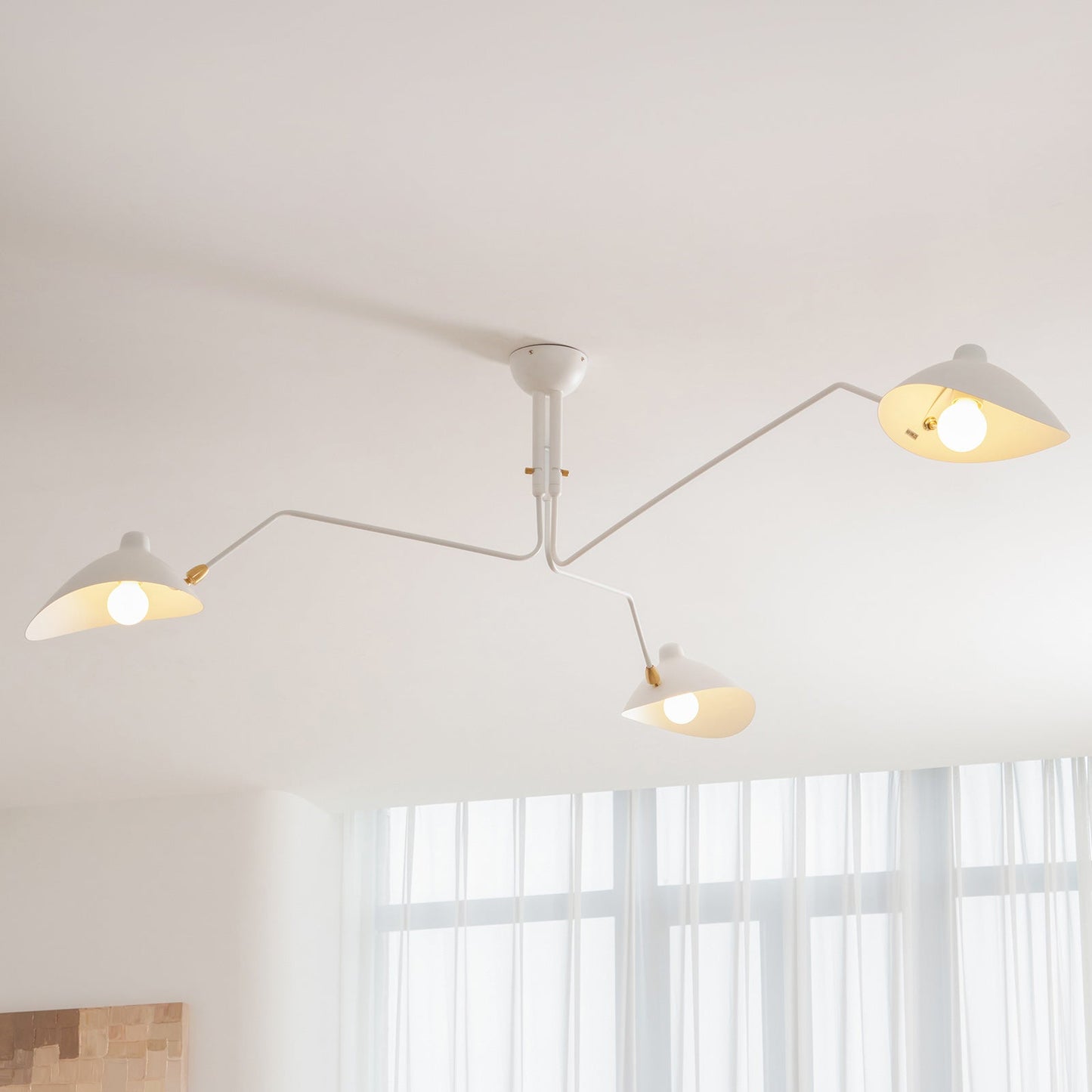 Three Arm Ceiling Lamp | Dynamic Sculptural Design for LED and Edison Bulbs 8