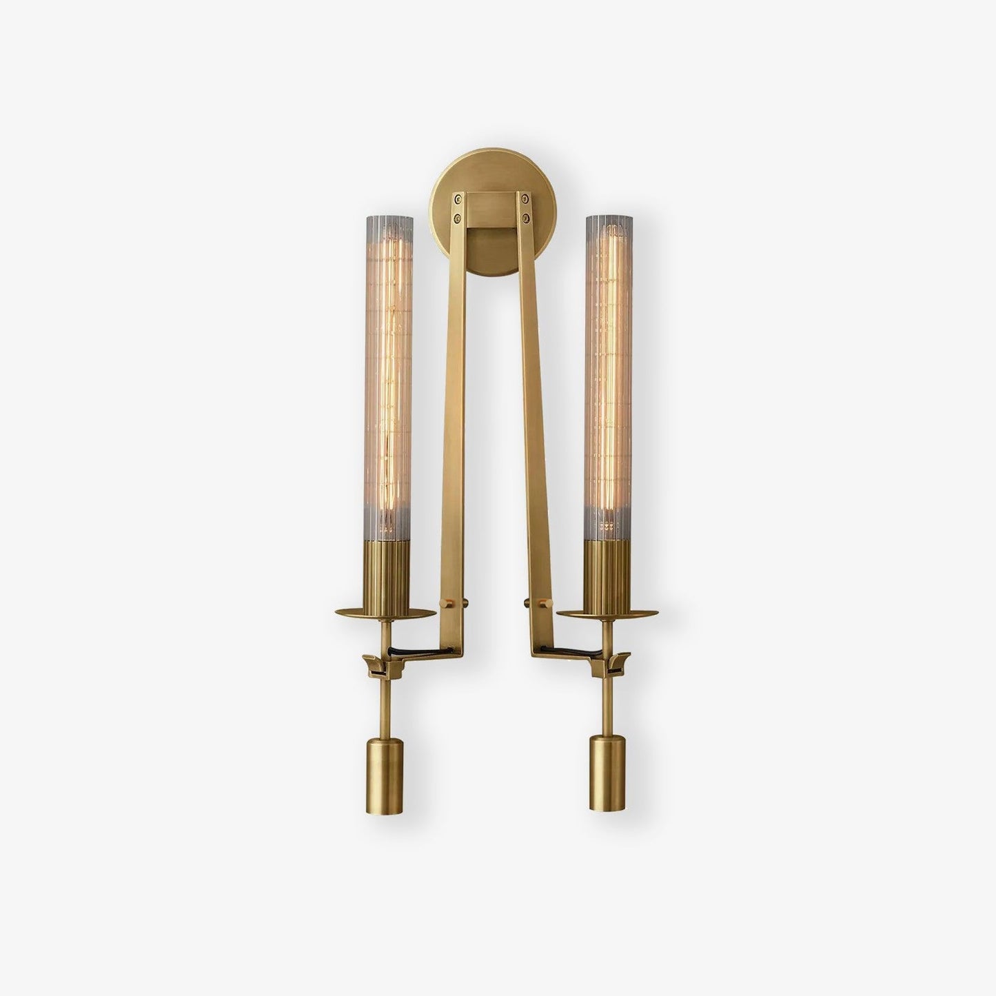 Classic Brass Wall Sconce | Elegant Ribbed Glass Shade for Warm Ambiance 2