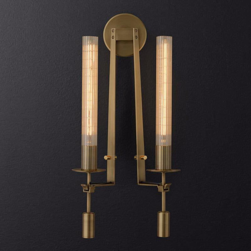 Classic Brass Wall Sconce | Elegant Ribbed Glass Shade for Warm Ambiance 11