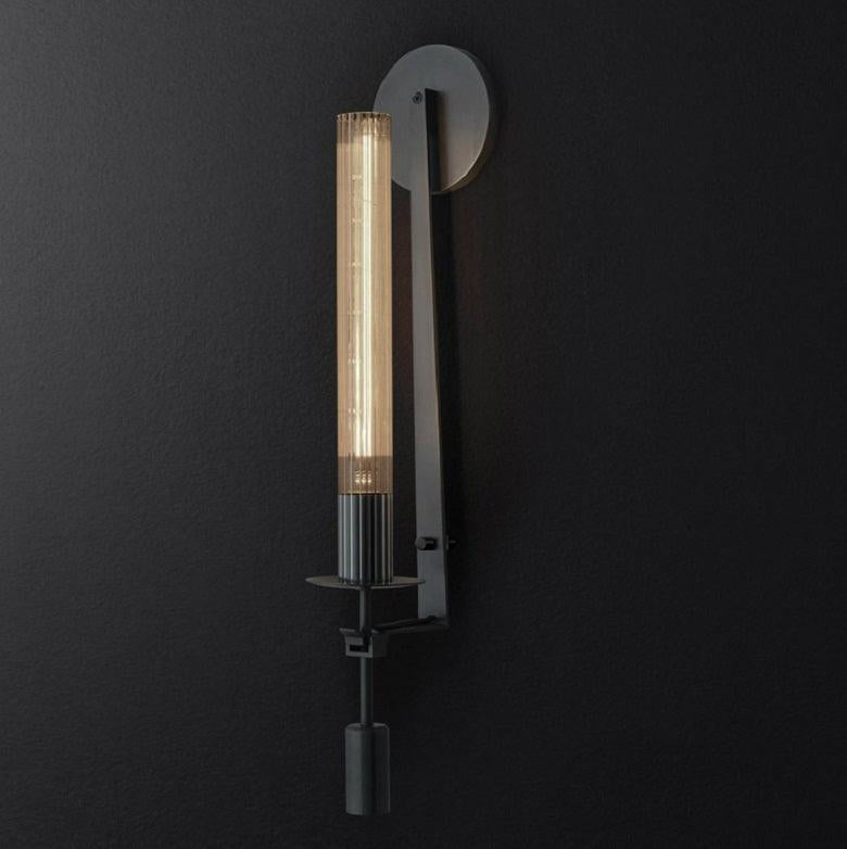 Classic Brass Wall Sconce | Elegant Ribbed Glass Shade for Warm Ambiance 12