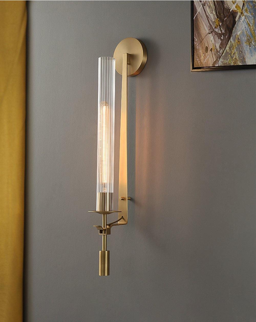 Classic Brass Wall Sconce | Elegant Ribbed Glass Shade for Warm Ambiance 3