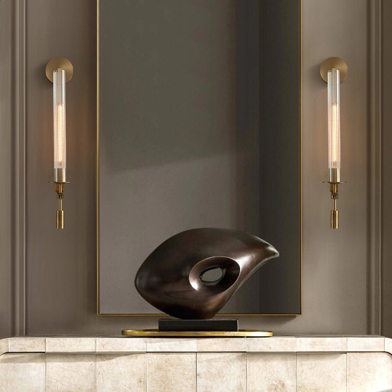 Classic Brass Wall Sconce | Elegant Ribbed Glass Shade for Warm Ambiance 6
