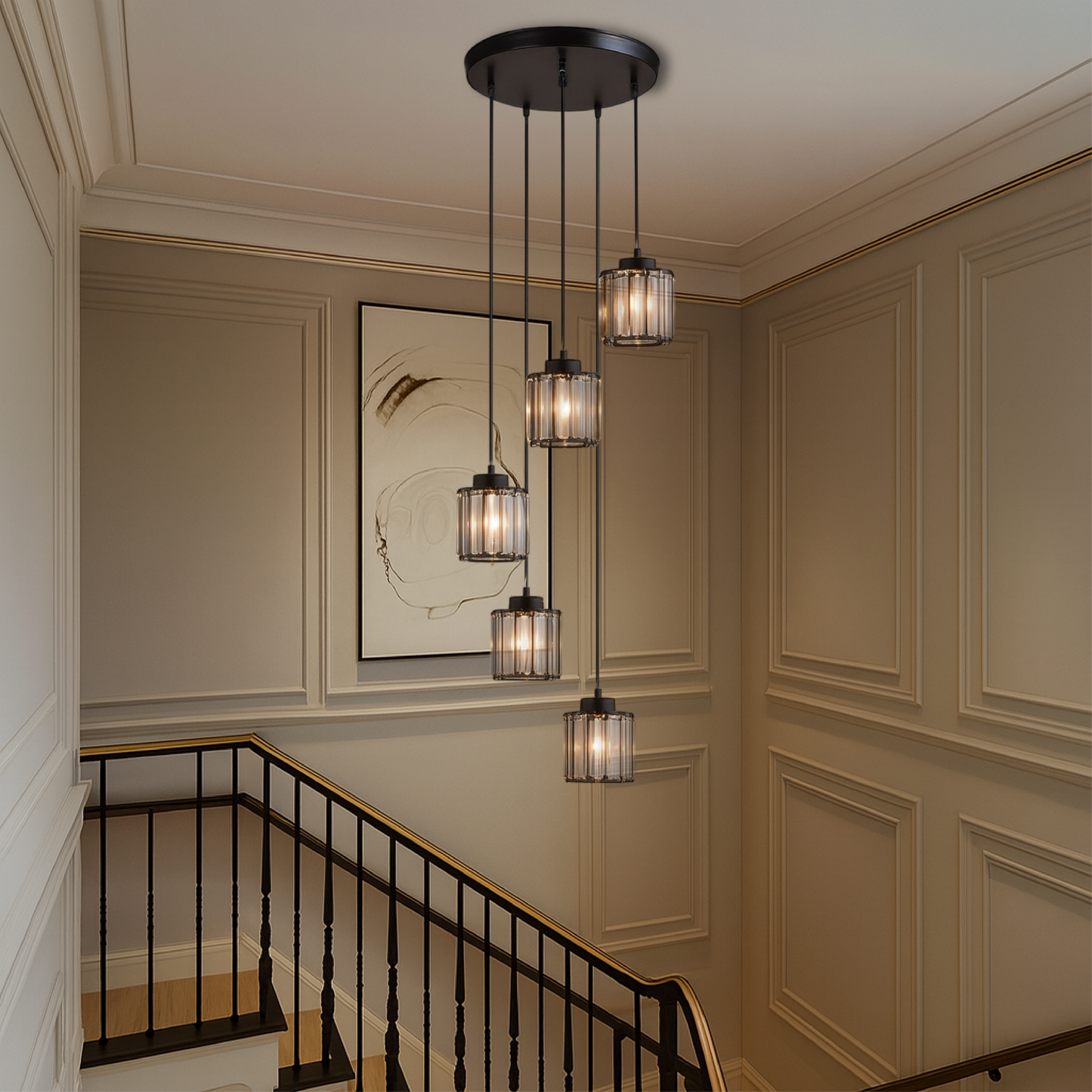 Crystal Stair Chandelier | Elegant Fluted Design for Modern Interiors 5