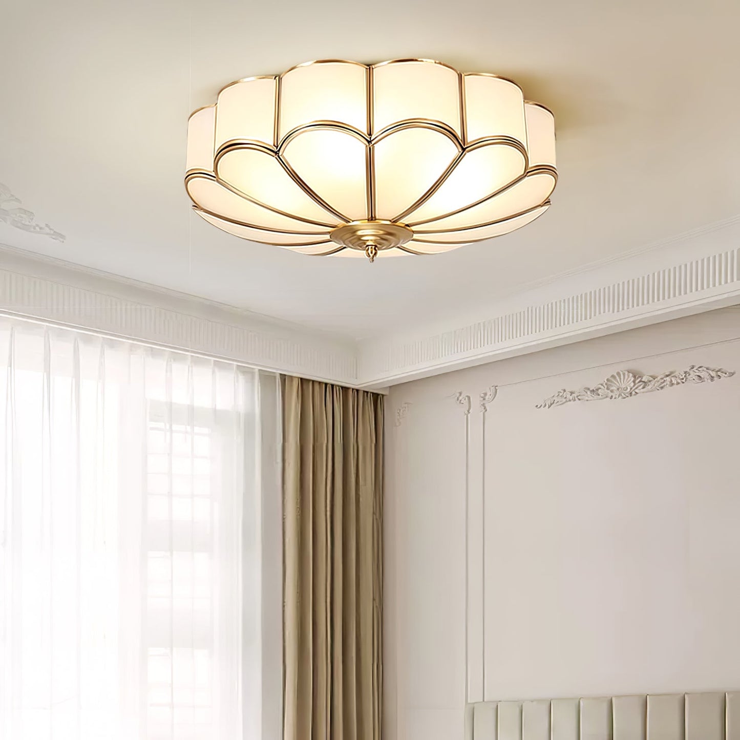 Flush Mount Ceiling Light | Elegant Flower Shape Design with Brass Finish 3