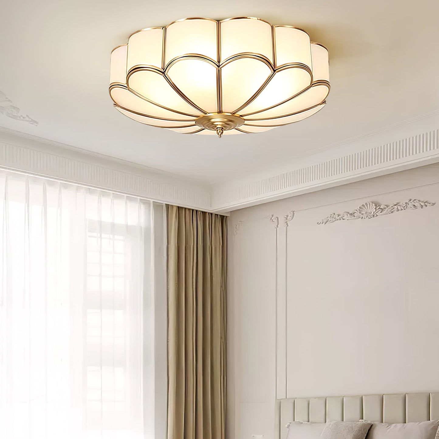 Flush Mount Ceiling Light | Elegant Flower Shape Design with Brass Finish 4