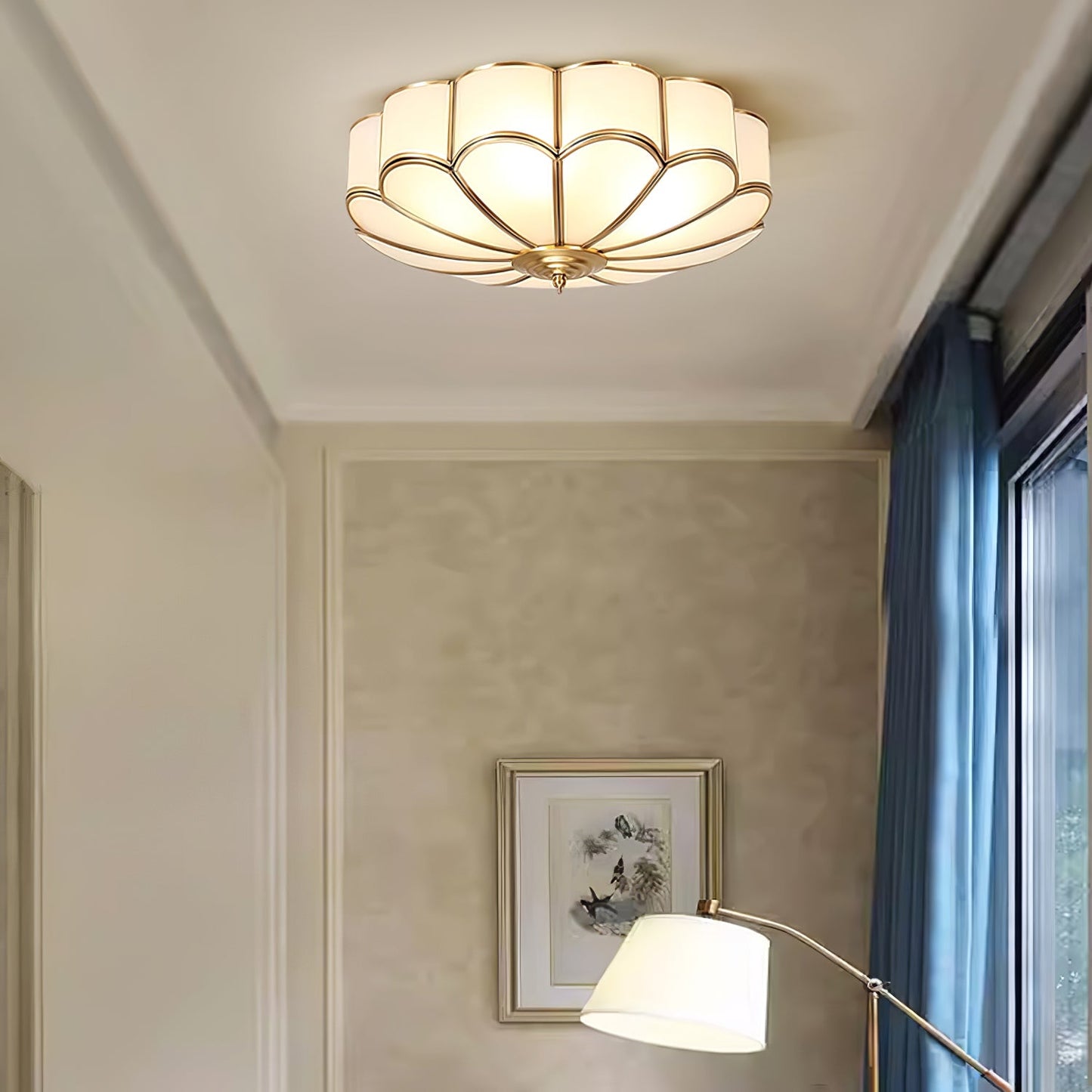 Flush Mount Ceiling Light | Elegant Flower Shape Design with Brass Finish 5
