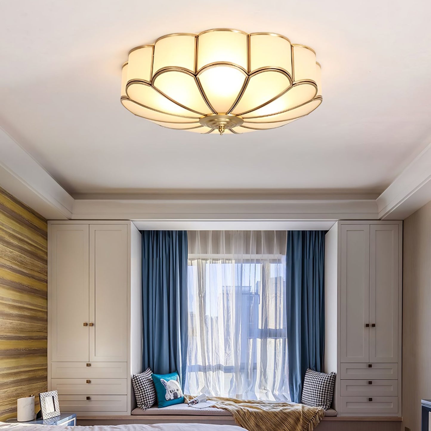 Flush Mount Ceiling Light | Elegant Flower Shape Design with Brass Finish 7