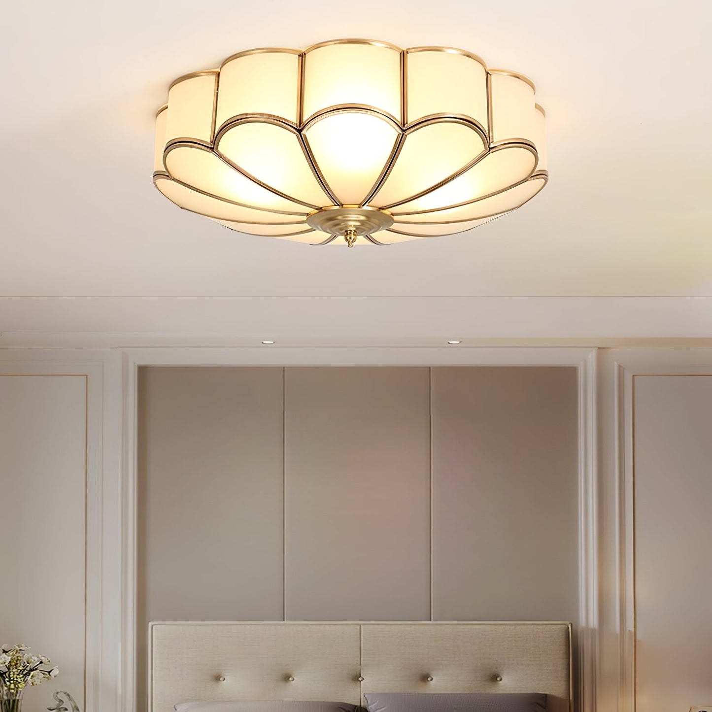 Flush Mount Ceiling Light | Elegant Flower Shape Design with Brass Finish 8