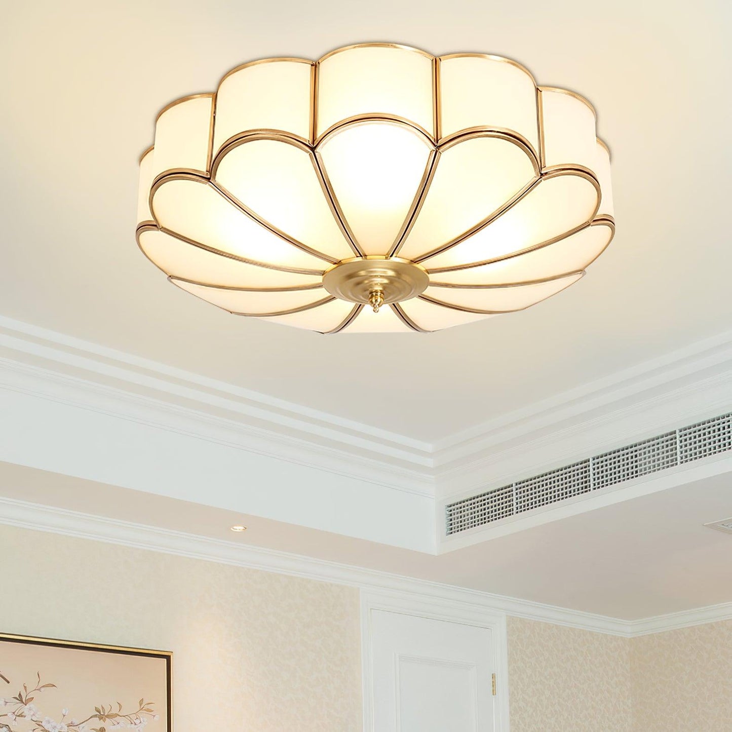 Flush Mount Ceiling Light | Elegant Flower Shape Design with Brass Finish 9