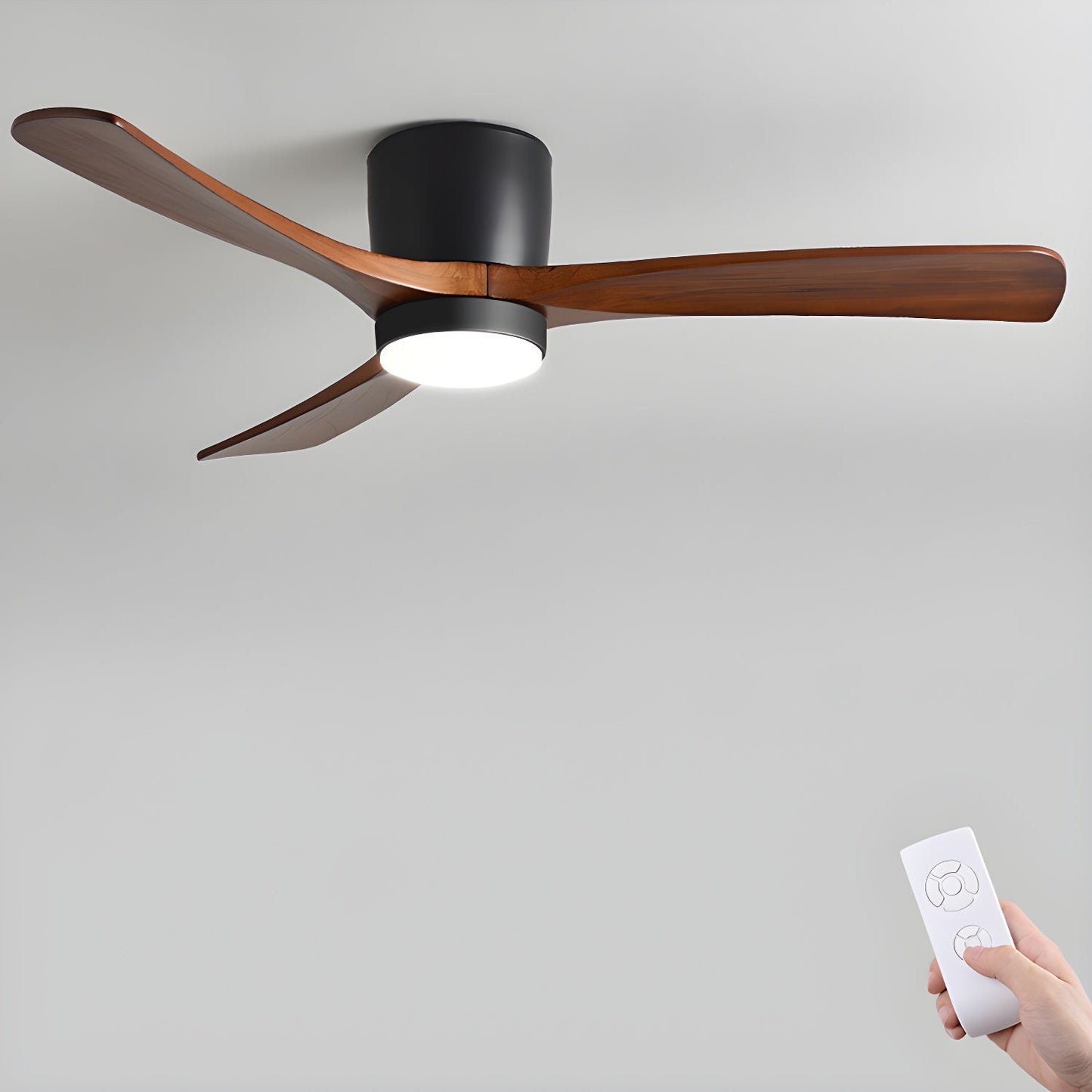 Flush Mount Ceiling Fan | Nordic Wooden Design with LED Lighting 2