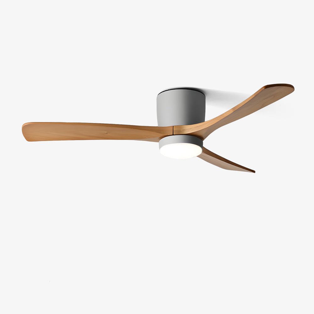 Flush Mount Ceiling Fan | Nordic Wooden Design with LED Lighting 12