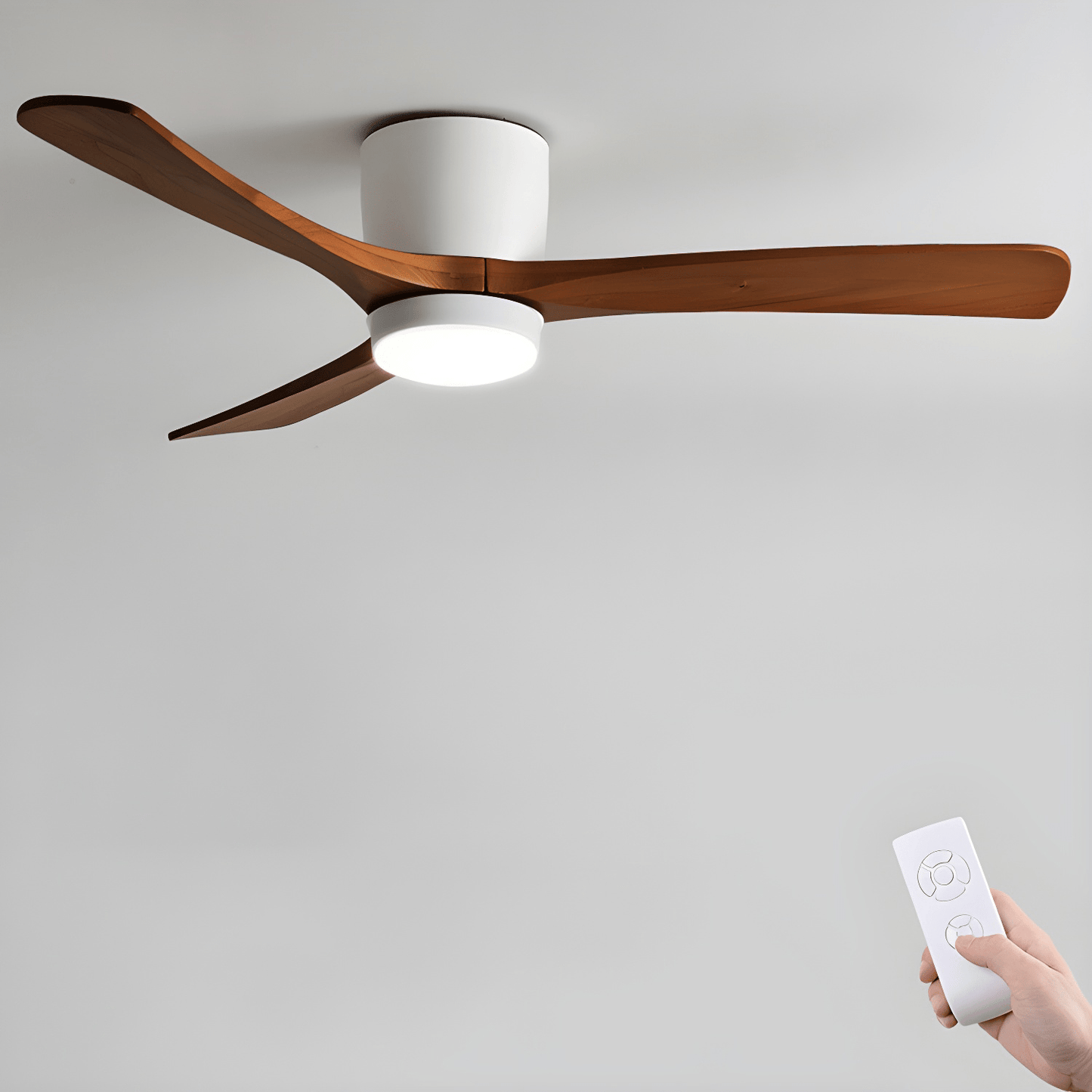 Flush Mount Ceiling Fan | Nordic Wooden Design with LED Lighting 11