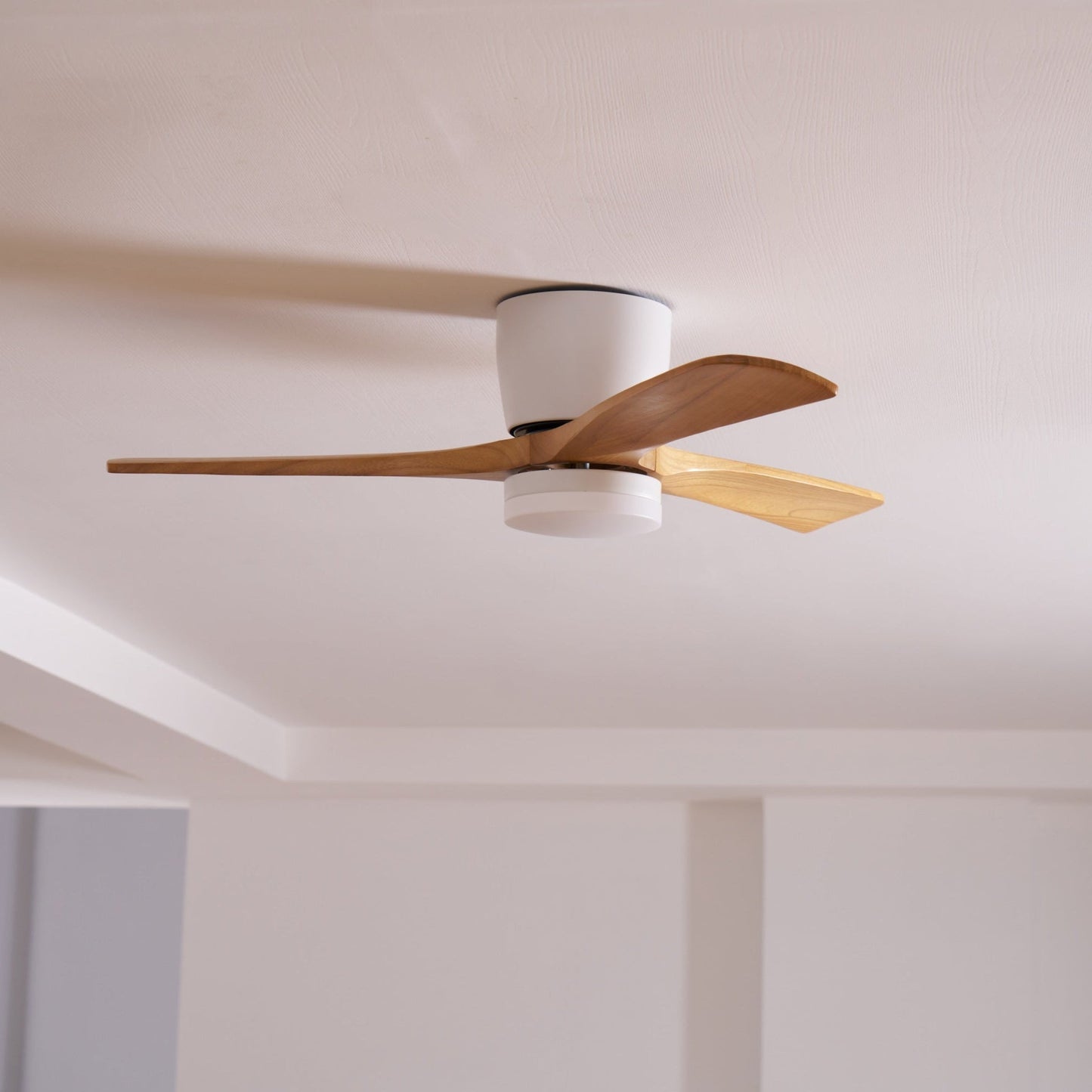 Flush Mount Ceiling Fan | Nordic Wooden Design with LED Lighting 5