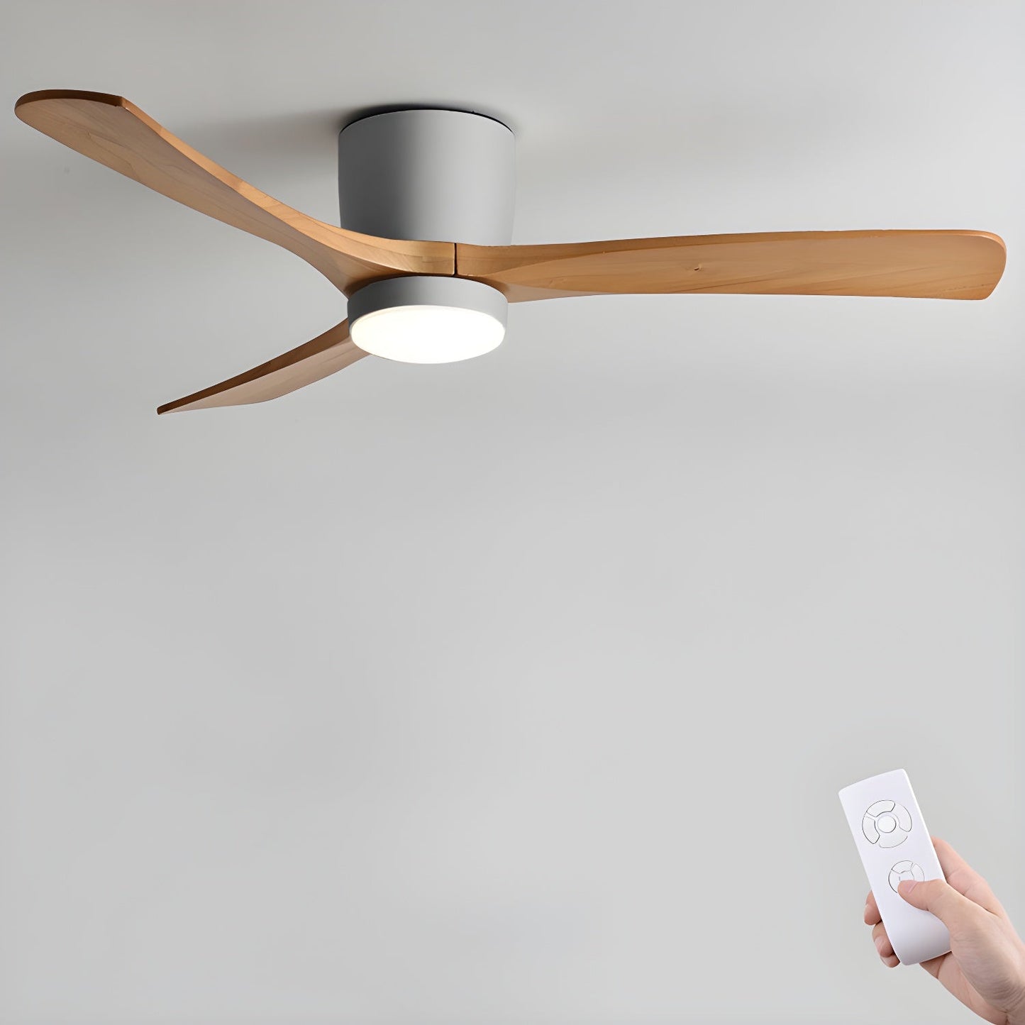 Flush Mount Ceiling Fan | Nordic Wooden Design with LED Lighting 7