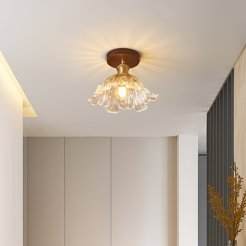 Flush Mount Ceiling Light | Artistic Flower Glass Design for Cozy Ambiance 2