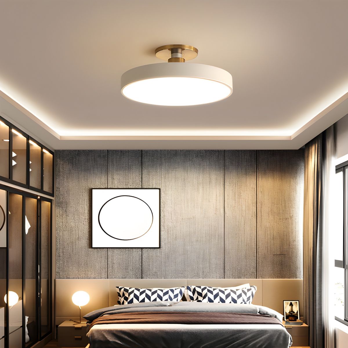 Flush Mount Ceiling Light | Elegant Black and Gold Design with Soft LED Illumination 3