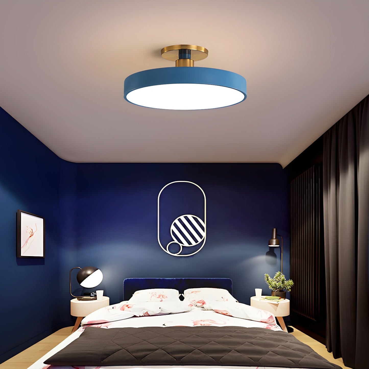 Flush Mount Ceiling Light | Elegant Black and Gold Design with Soft LED Illumination 7