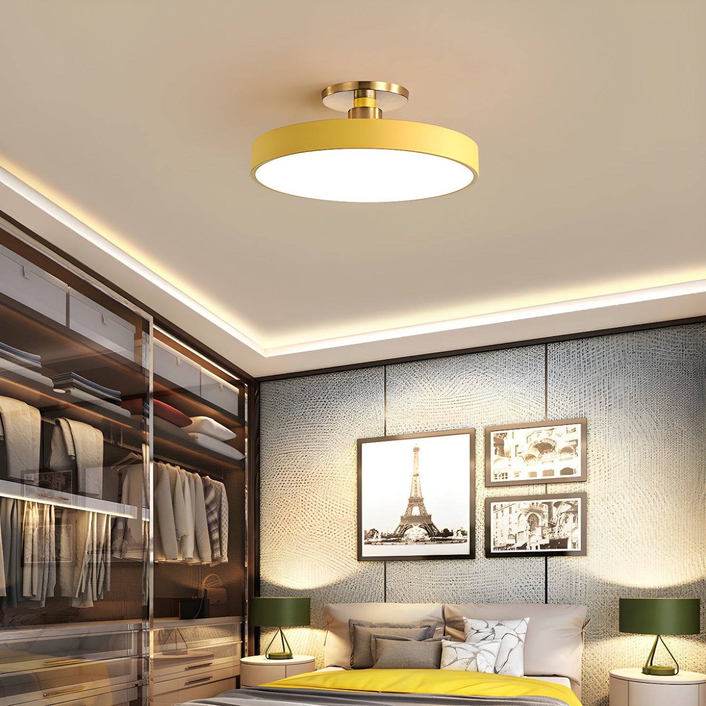 Flush Mount Ceiling Light | Elegant Black and Gold Design with Soft LED Illumination 8
