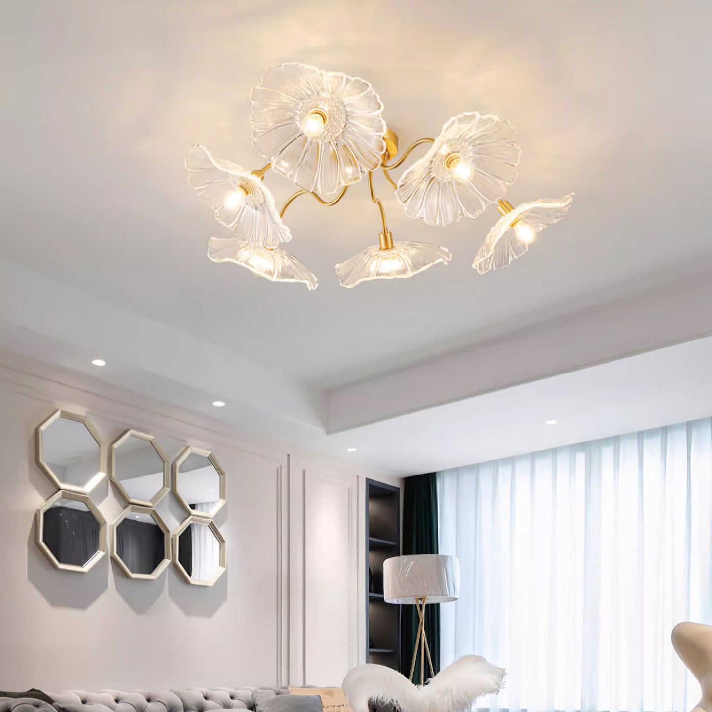 Flush Mount Ceiling Light | Leaf-Shaped Frosted Glass with Soft LED Illumination 3