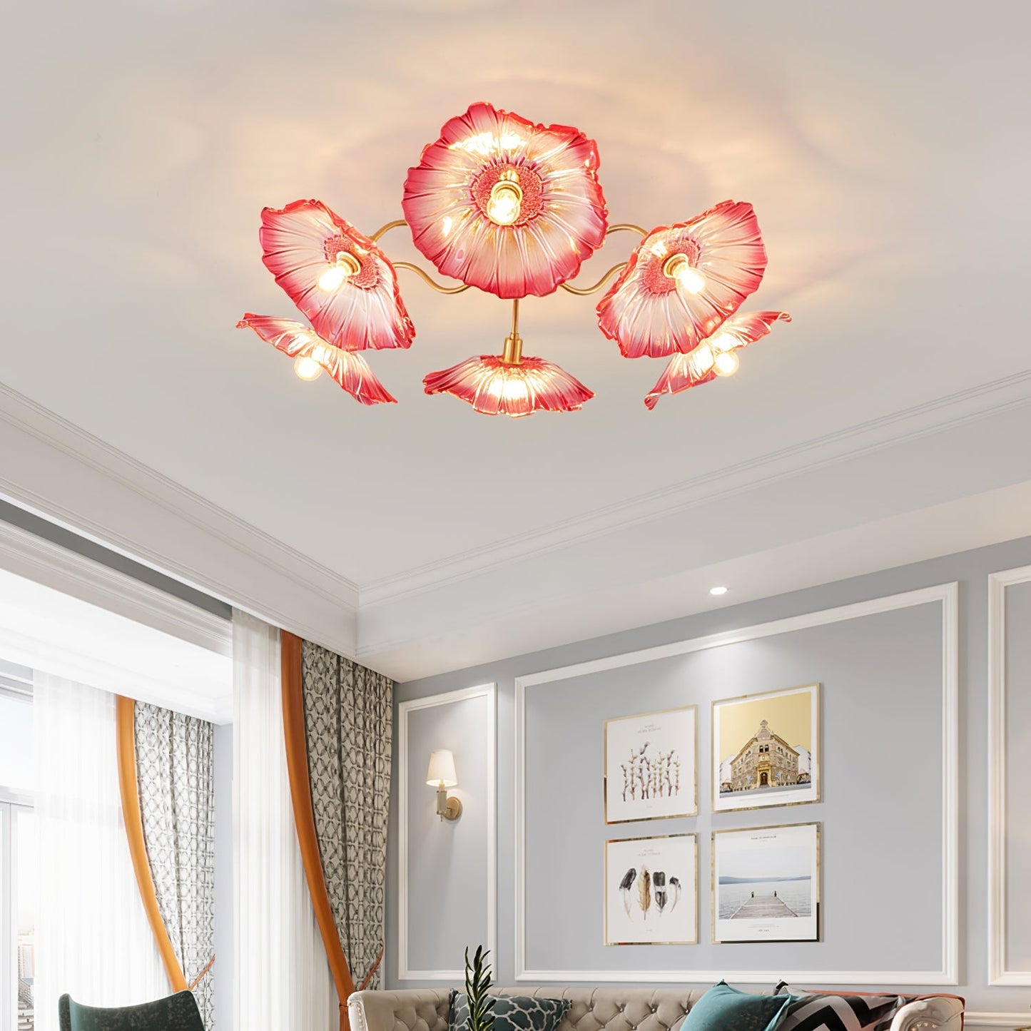 Flush Mount Ceiling Light | Leaf-Shaped Frosted Glass with Soft LED Illumination 4