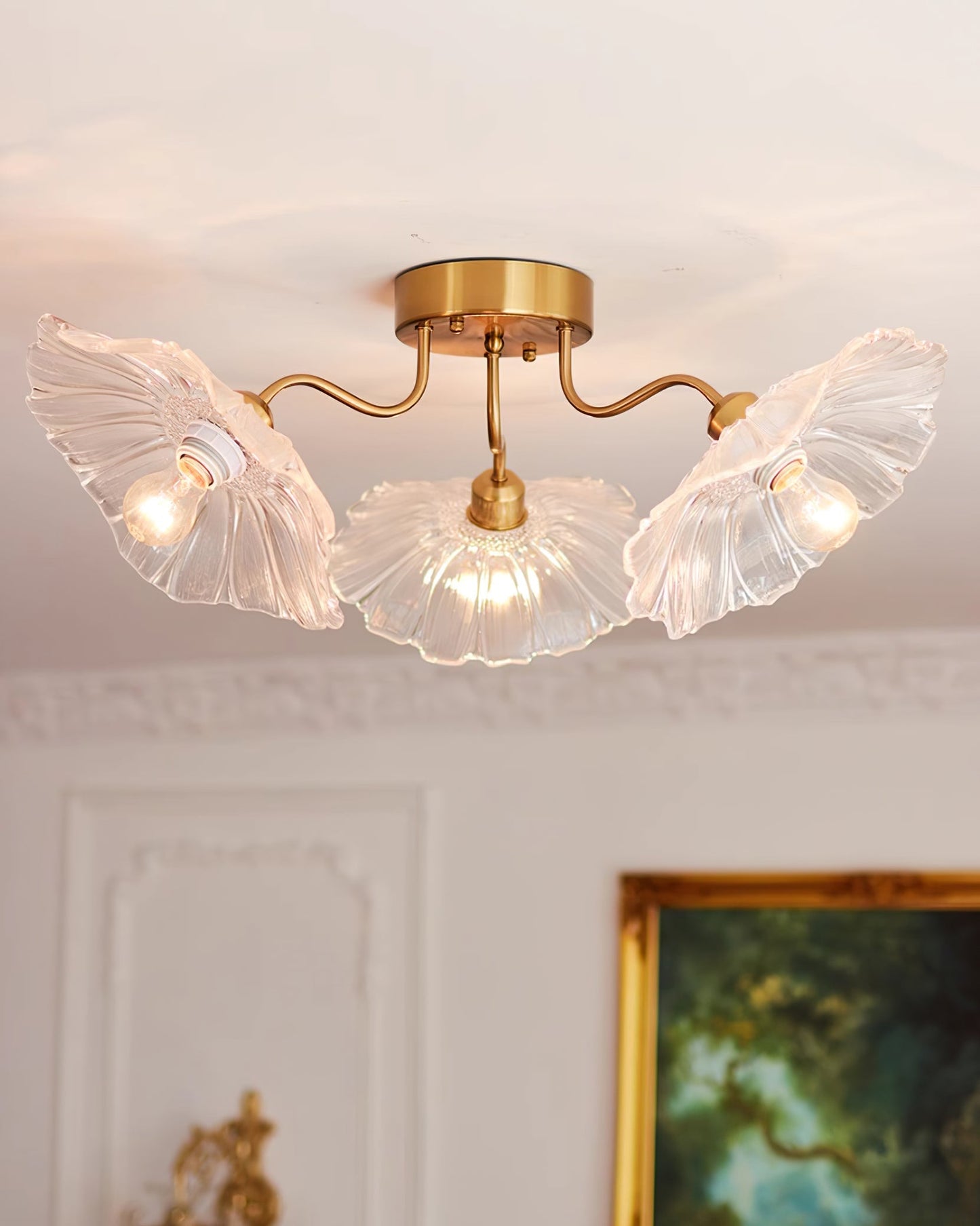 Flush Mount Ceiling Light | Leaf-Shaped Frosted Glass with Soft LED Illumination 6