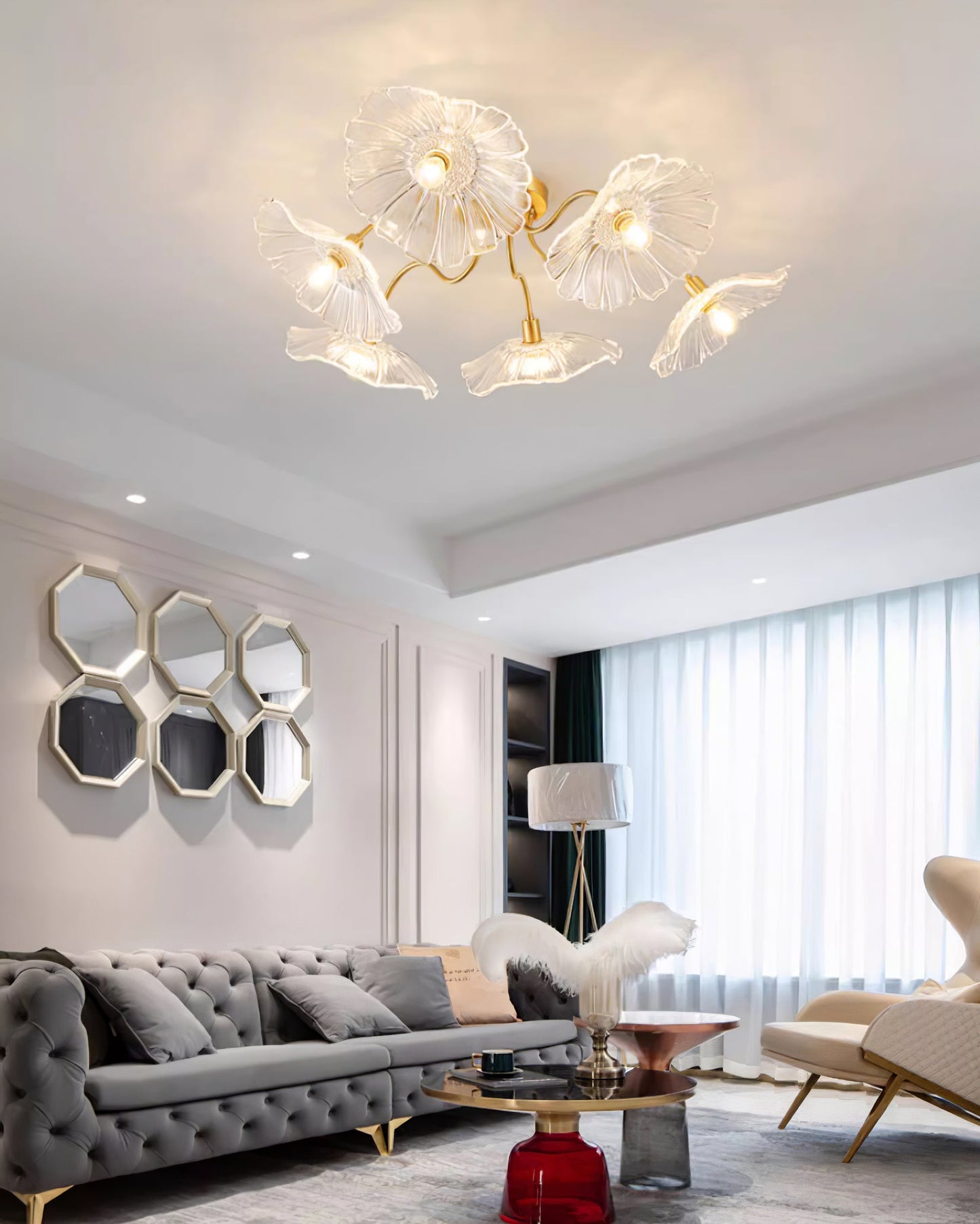 Flush Mount Ceiling Light | Leaf-Shaped Frosted Glass with Soft LED Illumination 7